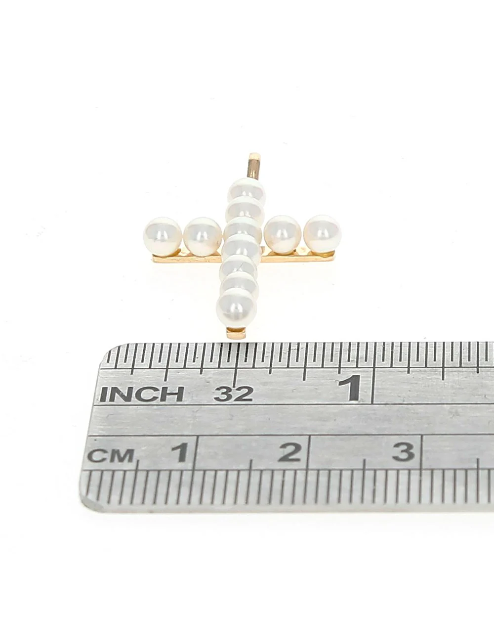 Pearl Cross Pendant in 18K Gold - Image 3