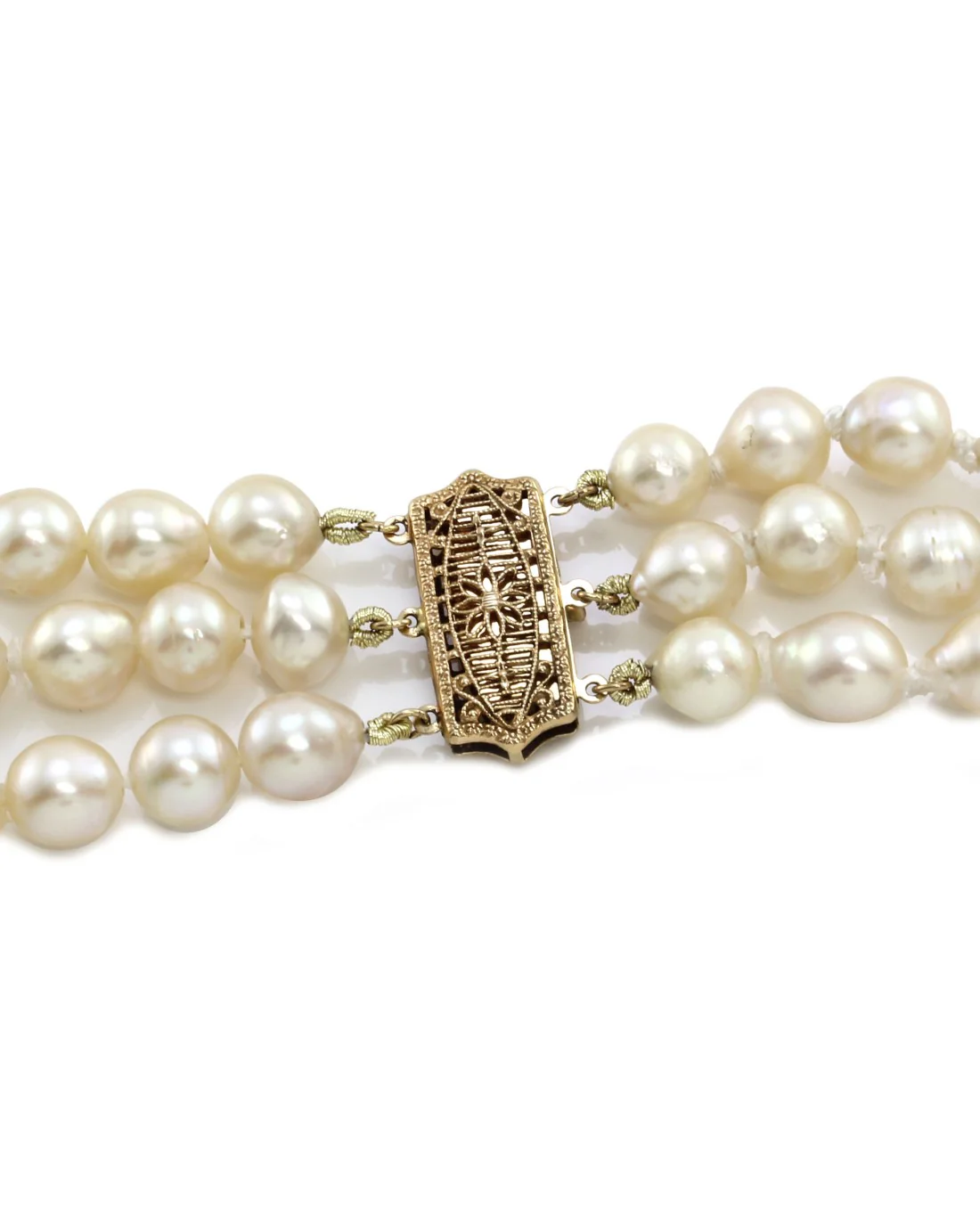 Pearl Necklace with Gold Clasp - Image 3