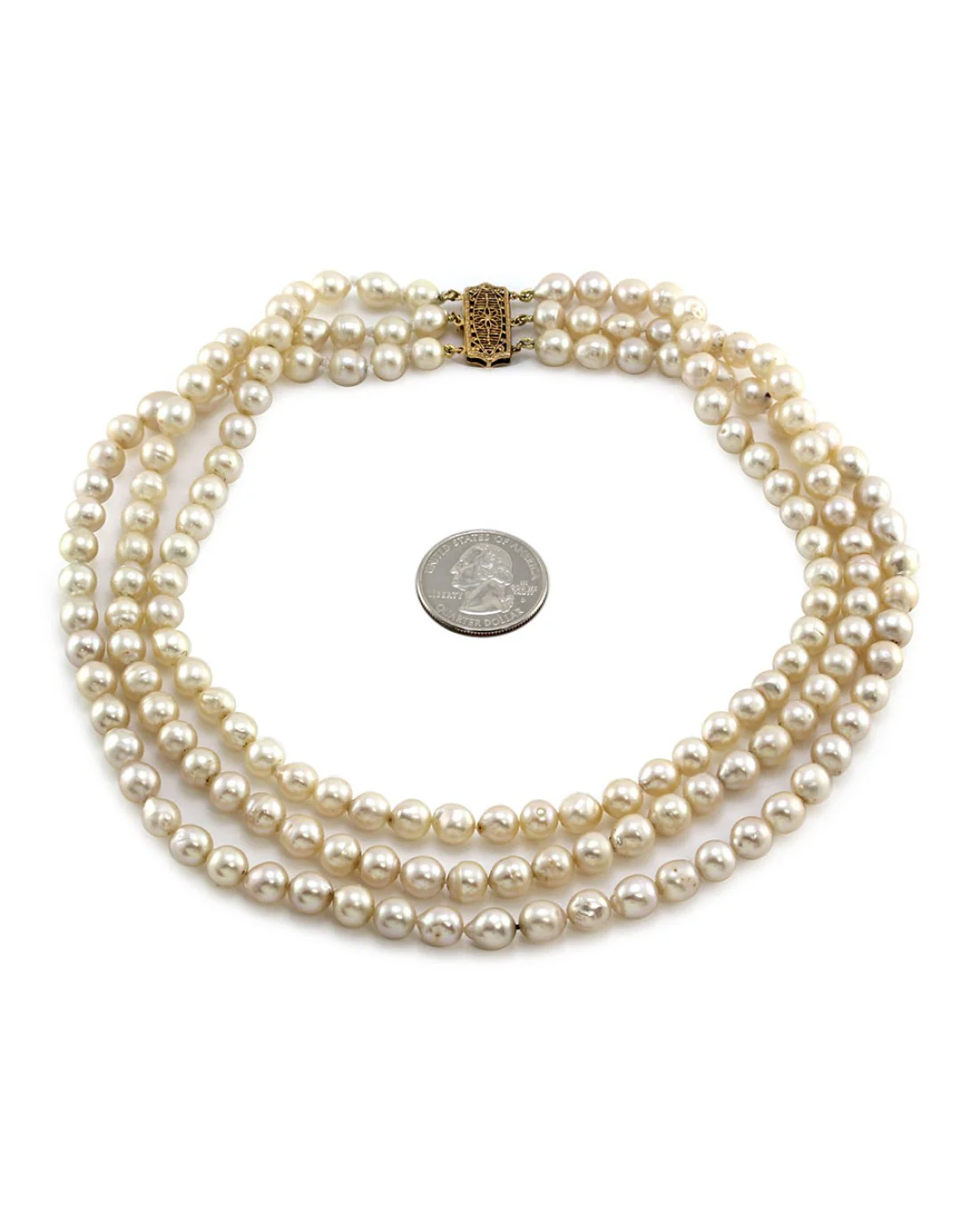 Pearl Necklace with Gold Clasp - Image 4