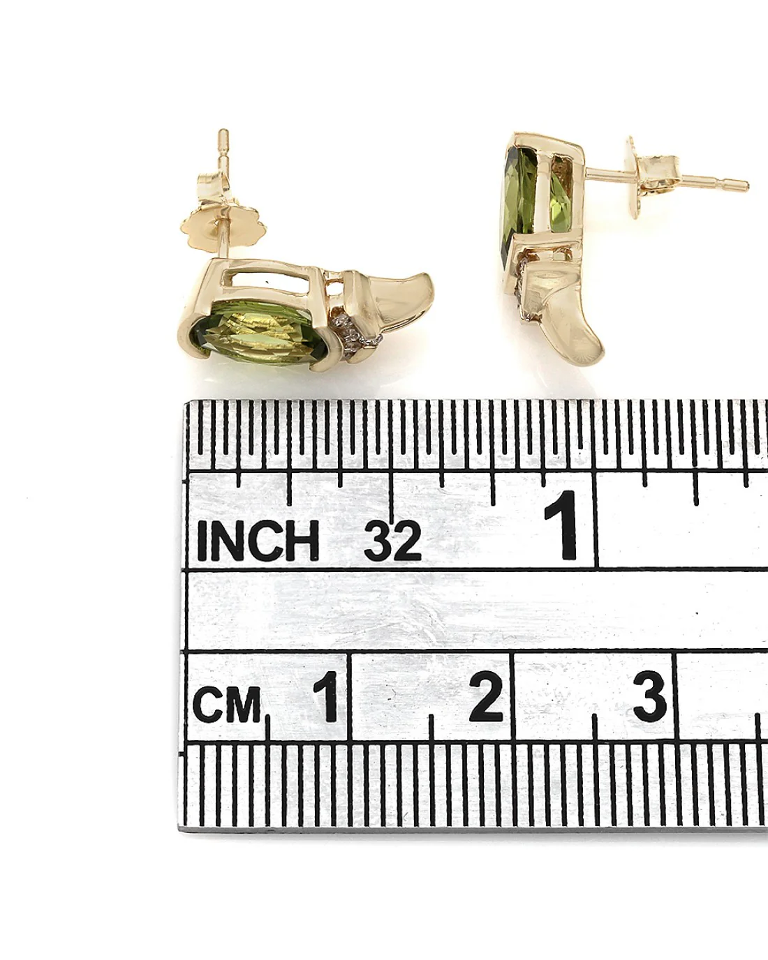 Peridot and Diamond Fashion Earrings - Image 3