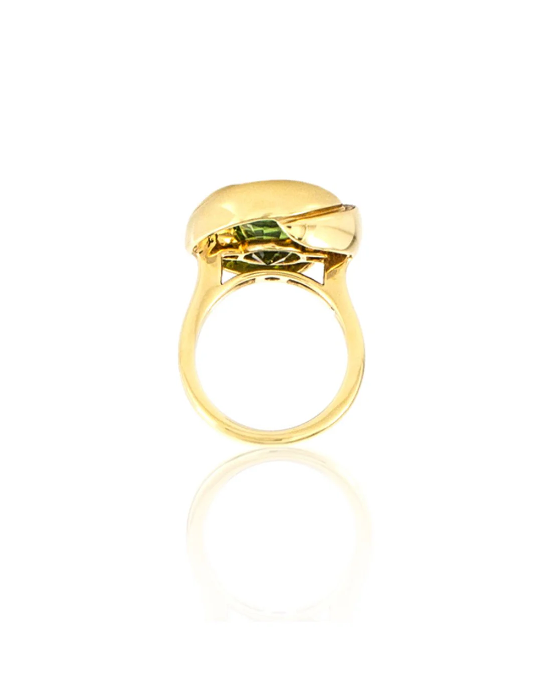 Peridot and Diamond Swirl Ring in Gold - Image 3