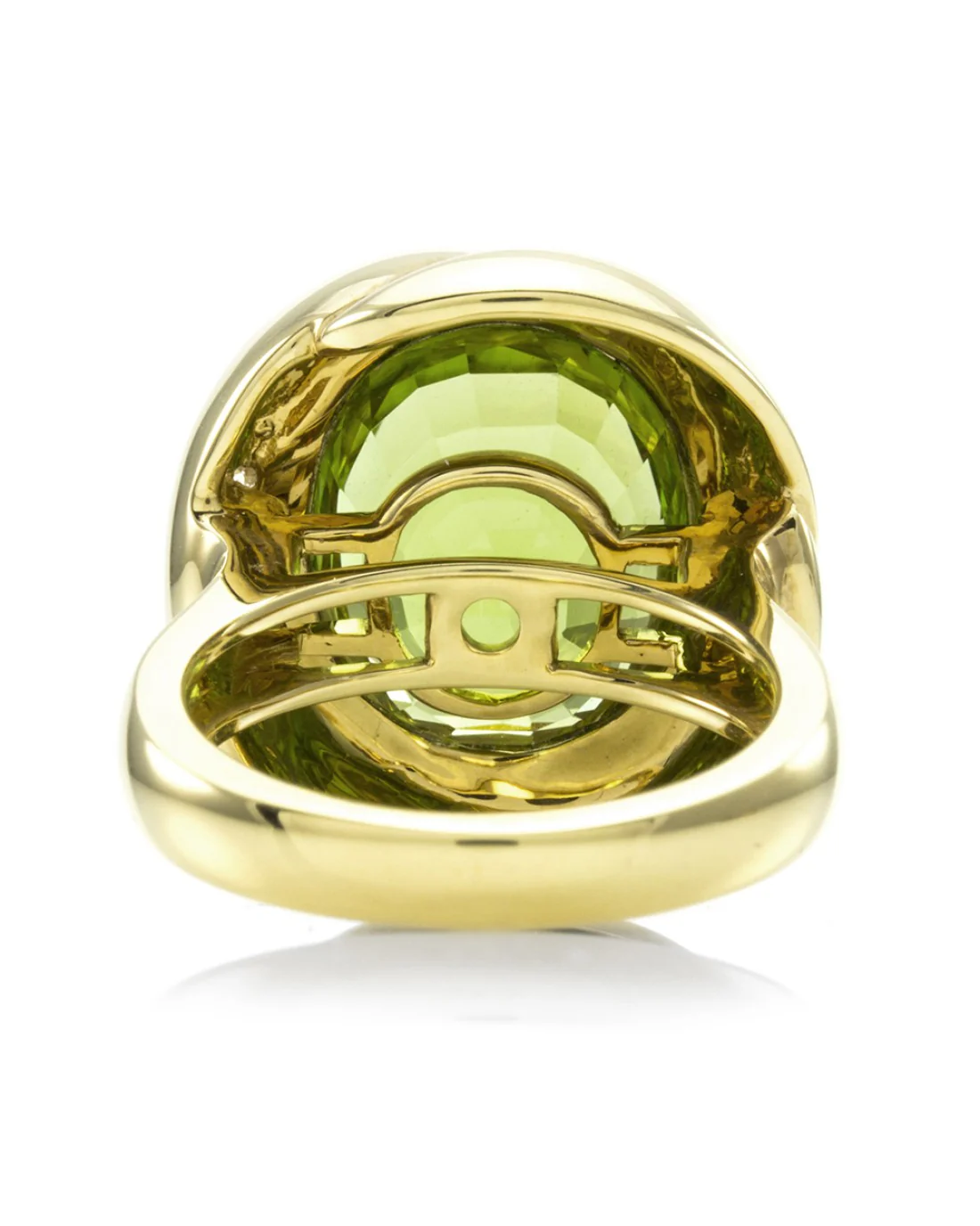 Peridot and Diamond Swirl Ring in Gold - Image 5