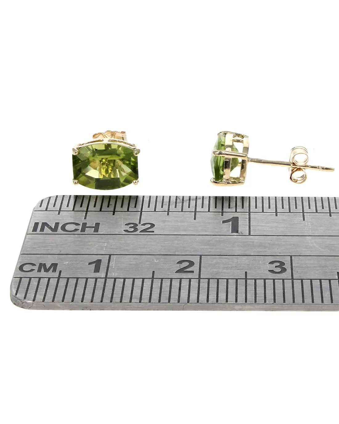 Peridot Cushion Stud Earrings - Image 2