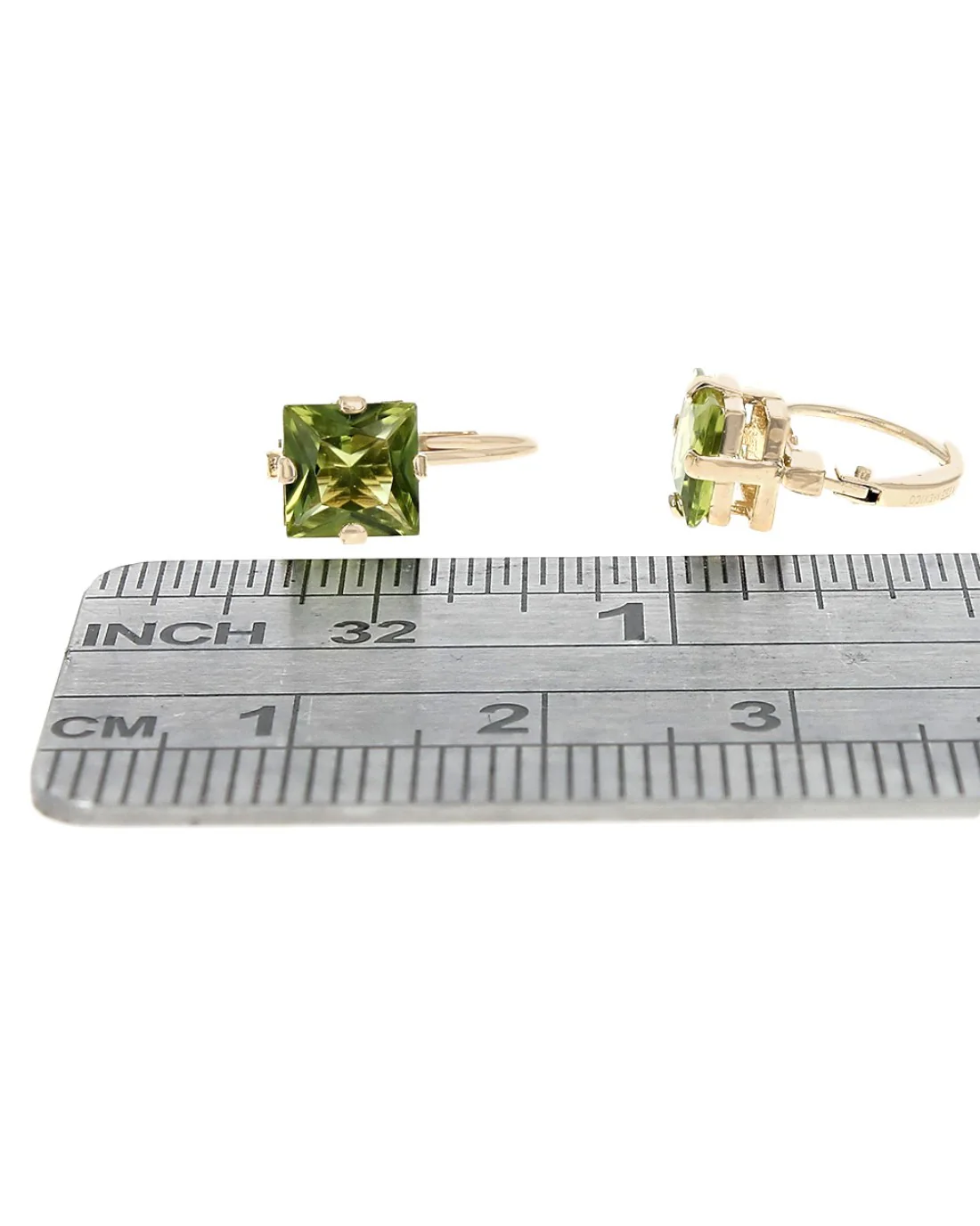 Peridot Leverback Earrings in Yellow Gold - Image 3