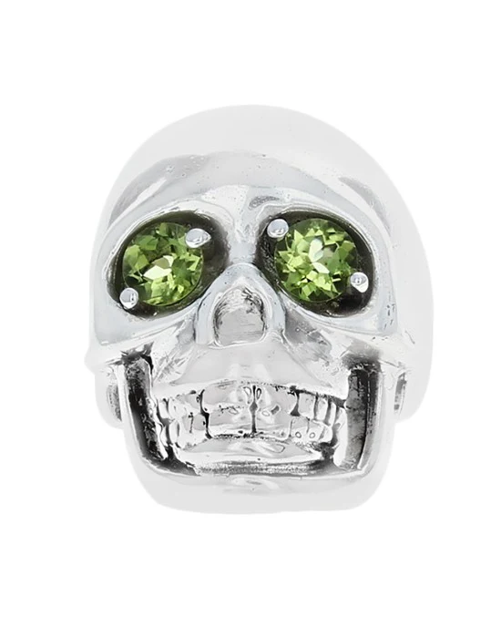 Peridot Skull Ring in Sterling Silver - Image 2