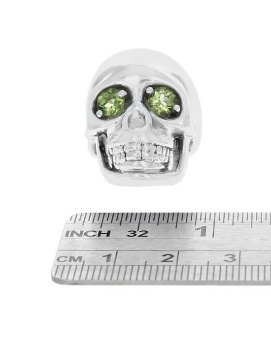 Peridot Skull Ring in Sterling Silver - Image 3