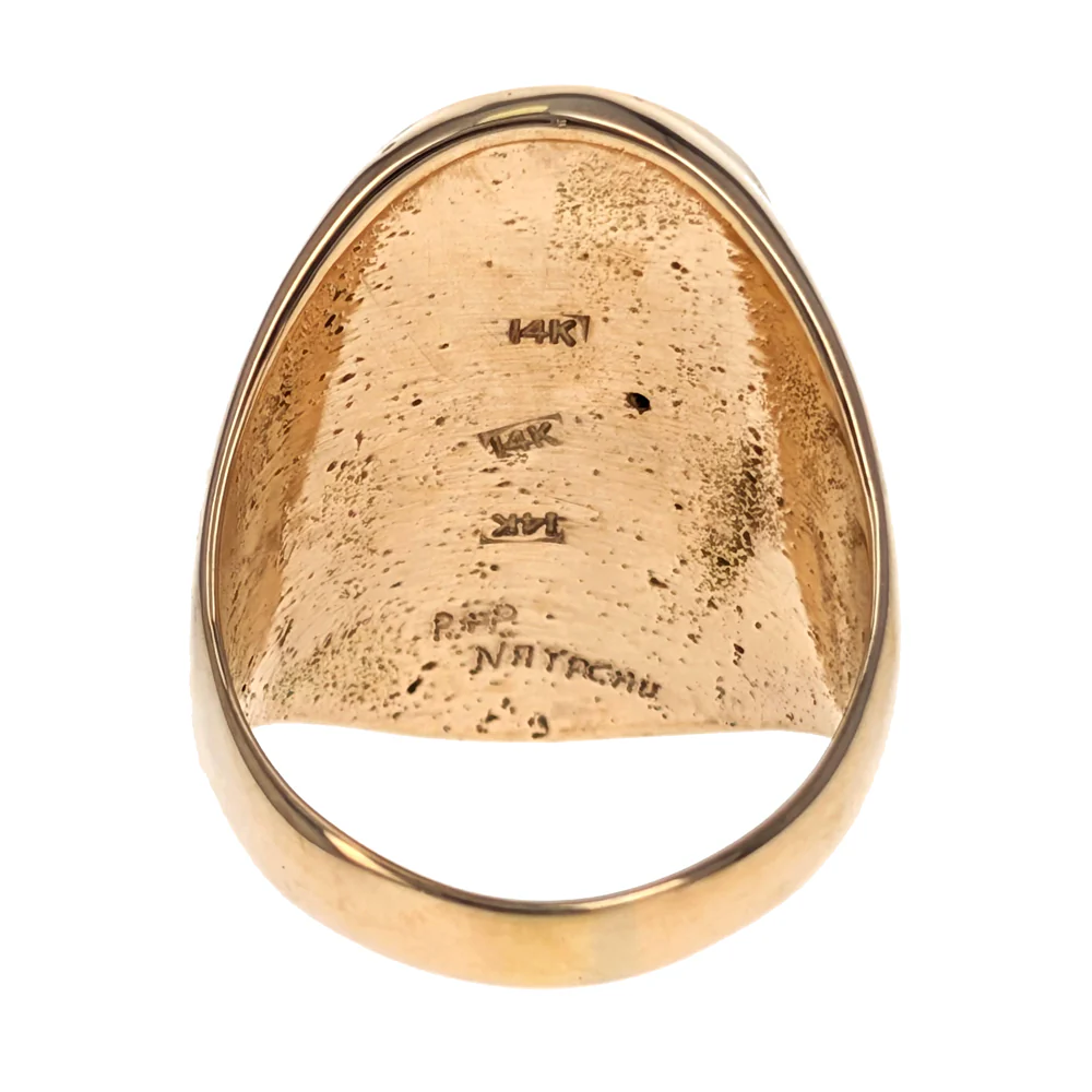 Peter & Pansy Natachu Zuni 14KY Knifewing Inlay Ring - Image 3
