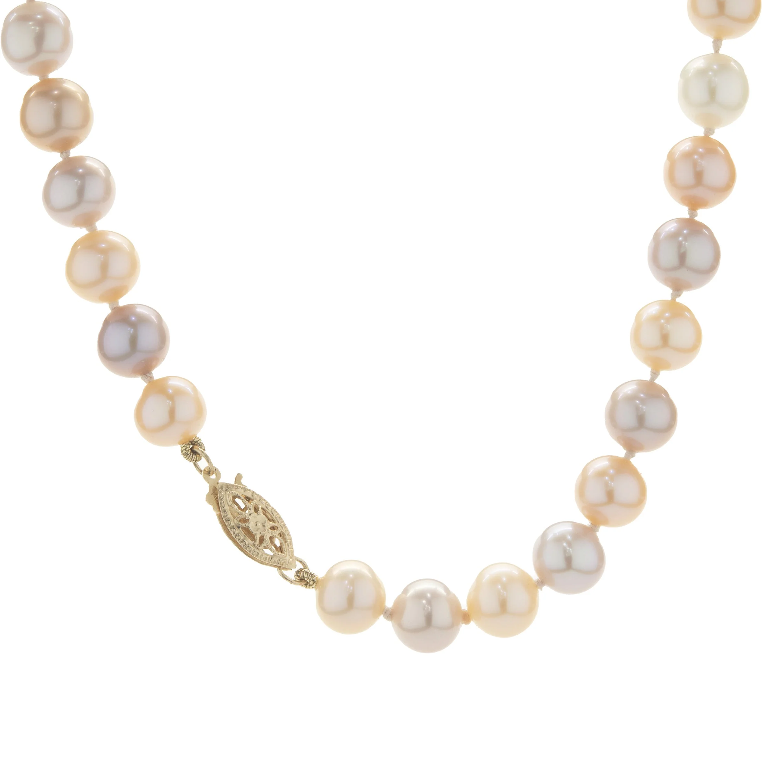 Pink and Purple Knotted Pearl Necklace - Image 2
