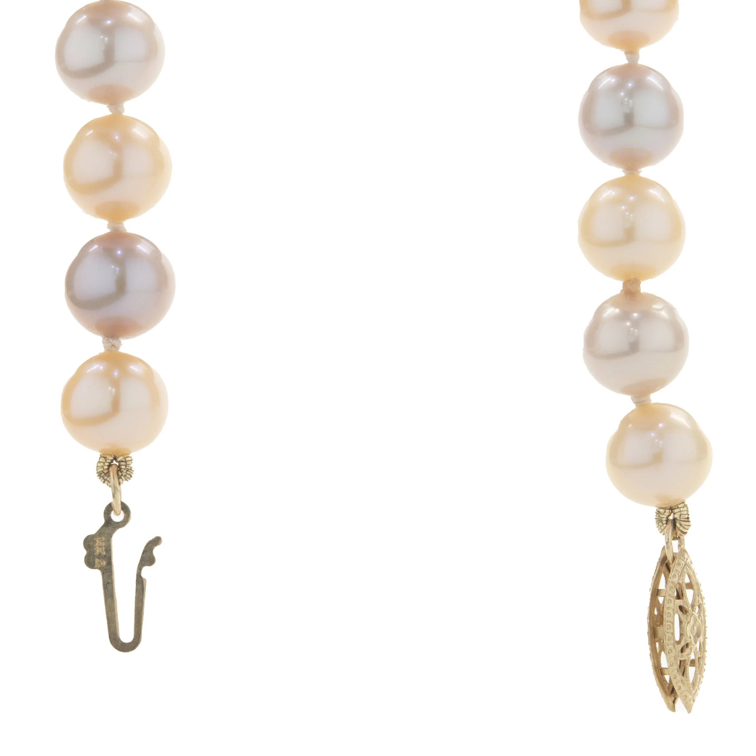 Pink and Purple Knotted Pearl Necklace - Image 3