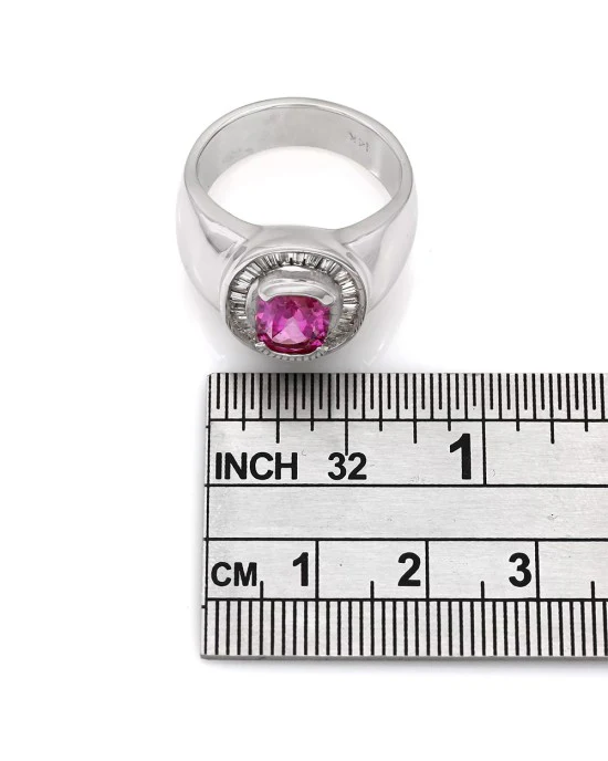 Pink Sapphire and Baguette Diamond Ring - Image 3