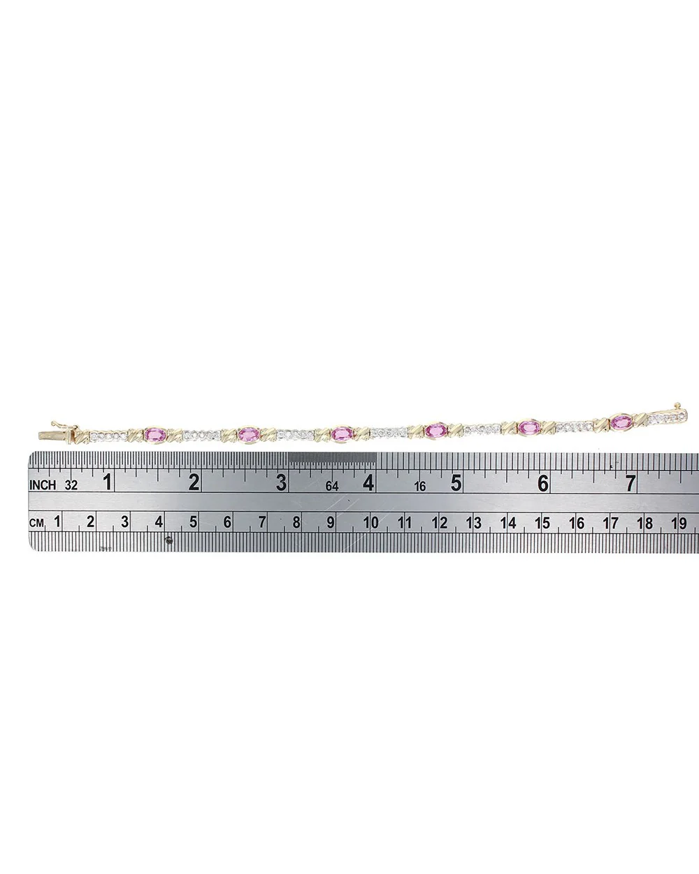 Pink Sapphire and Diamond Inline Bracelet - Image 3