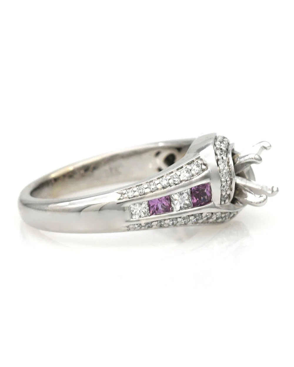 Pink Sapphire and Diamond Semi Mount Ring - Image 2
