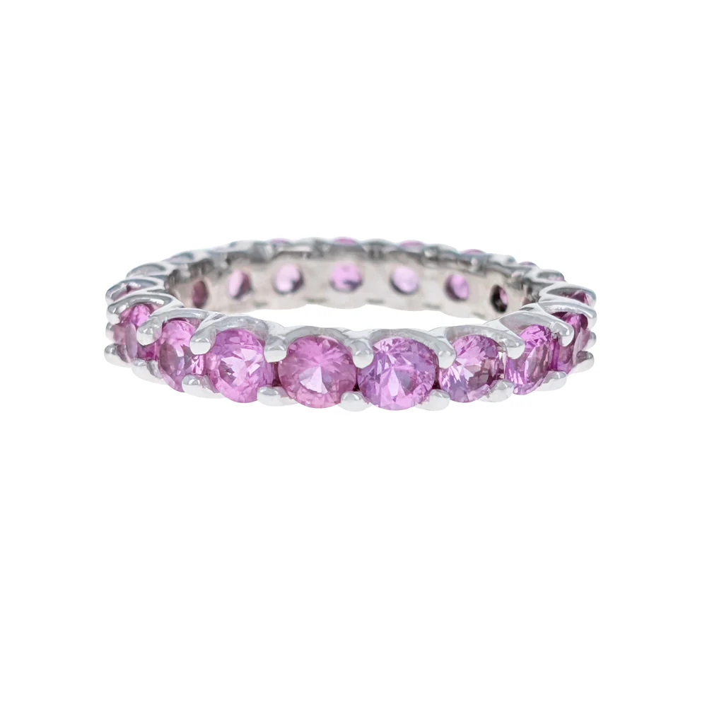 Pink Sapphire Eternity Band in White Gold - Image 2