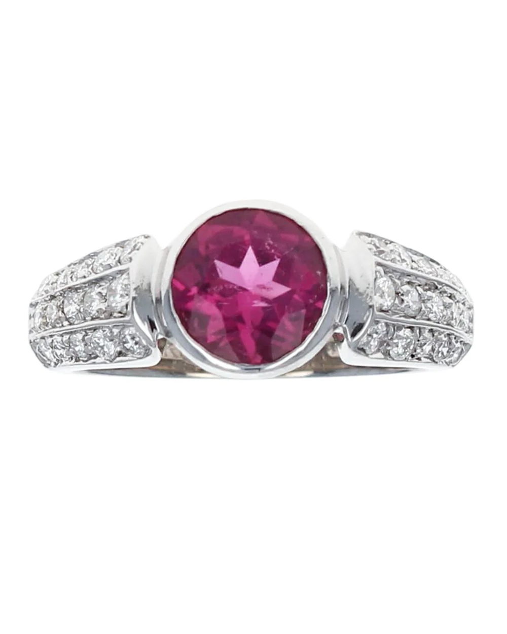 Pink Tourmaline and 3 Row Diamond Ring - Image 2