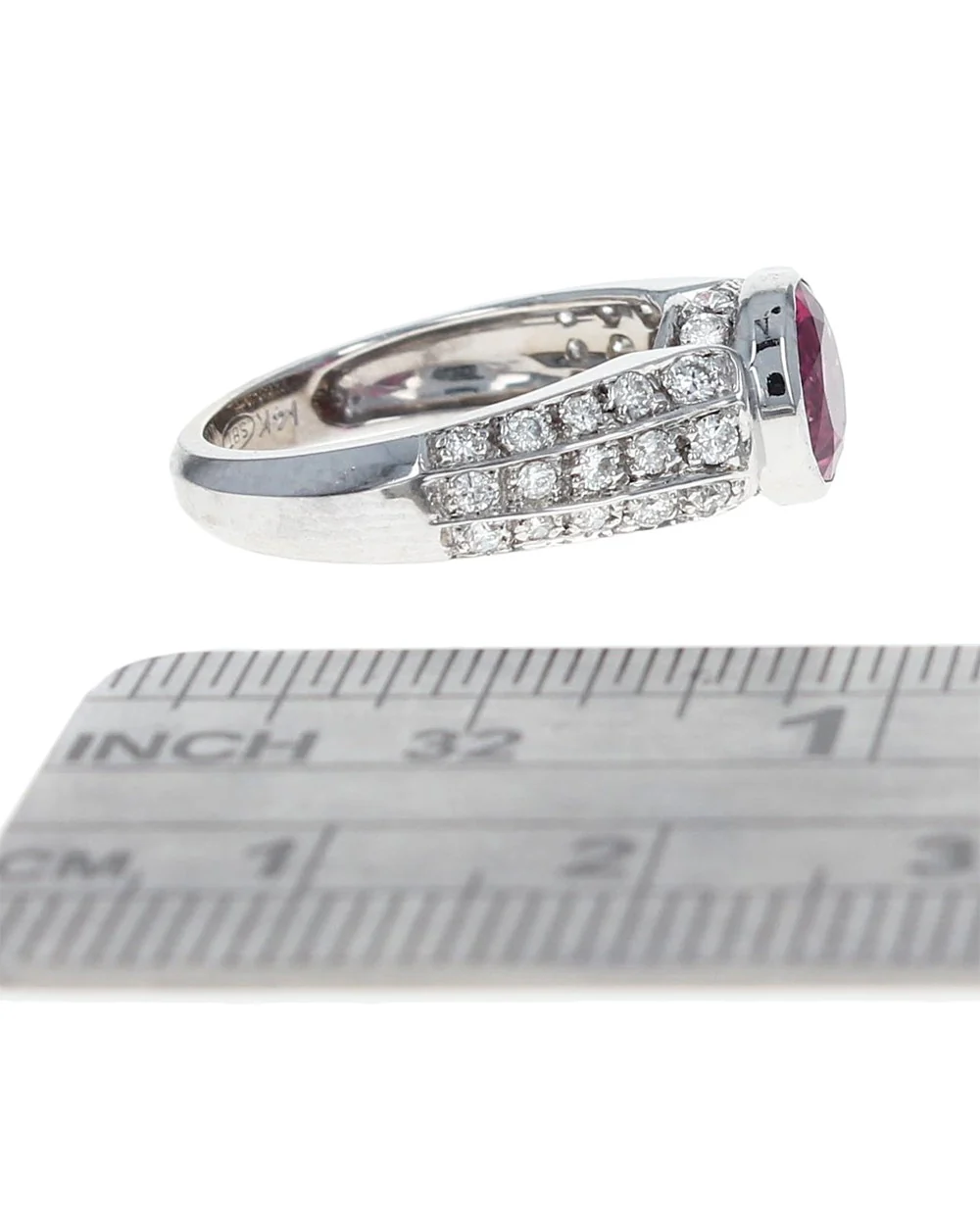 Pink Tourmaline and 3 Row Diamond Ring - Image 3