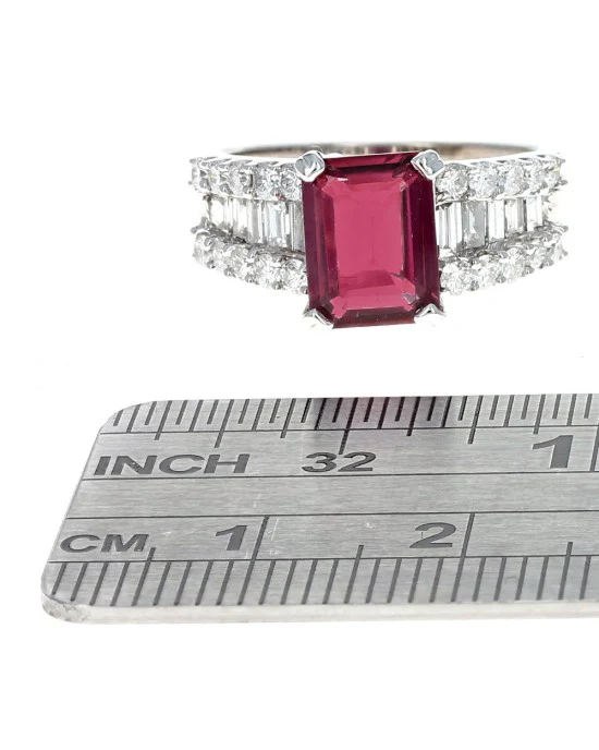Pink Tourmaline and Diamond Accent Ring in White Gold - Image 3