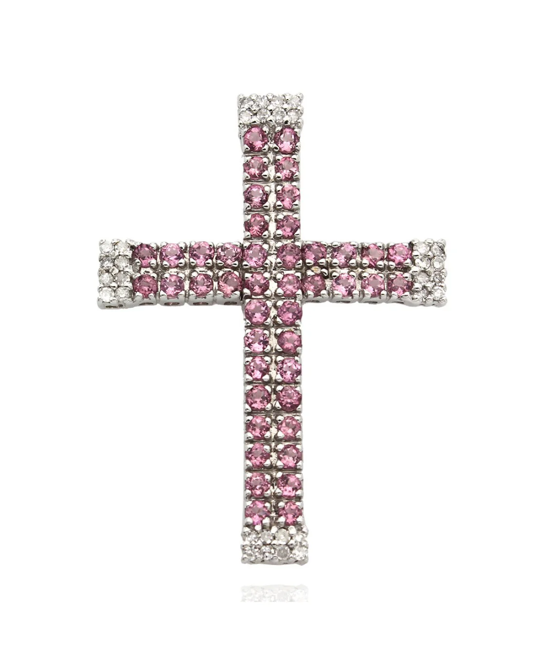 Pink Tourmaline and Diamond Cross