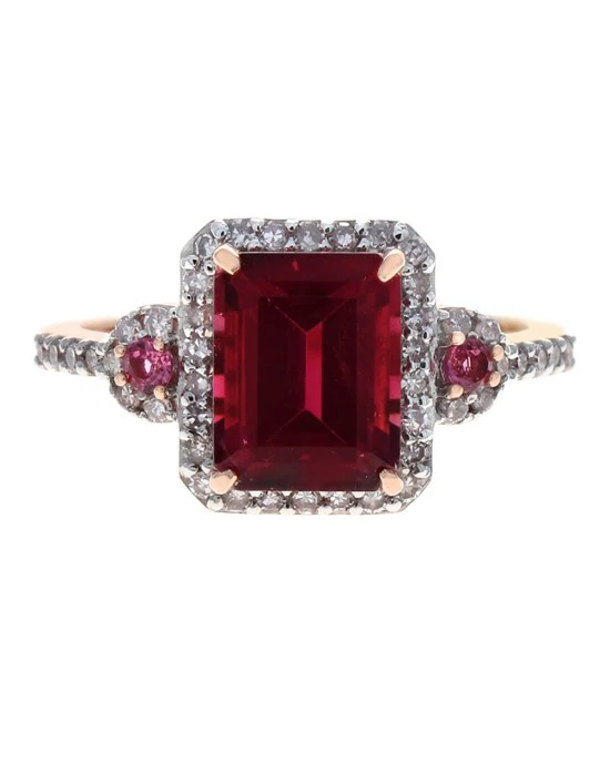 Pink Tourmaline and Diamond Halo Ring - Image 2