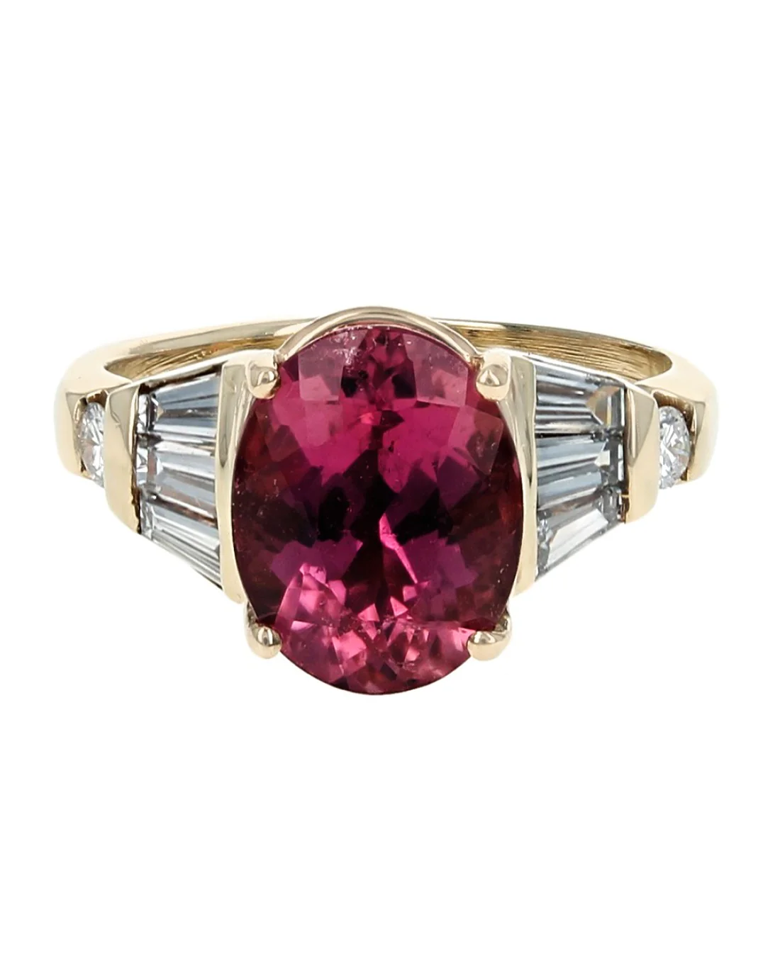 Pink Tourmaline and Mixed Cut Diamond Ring - Image 2