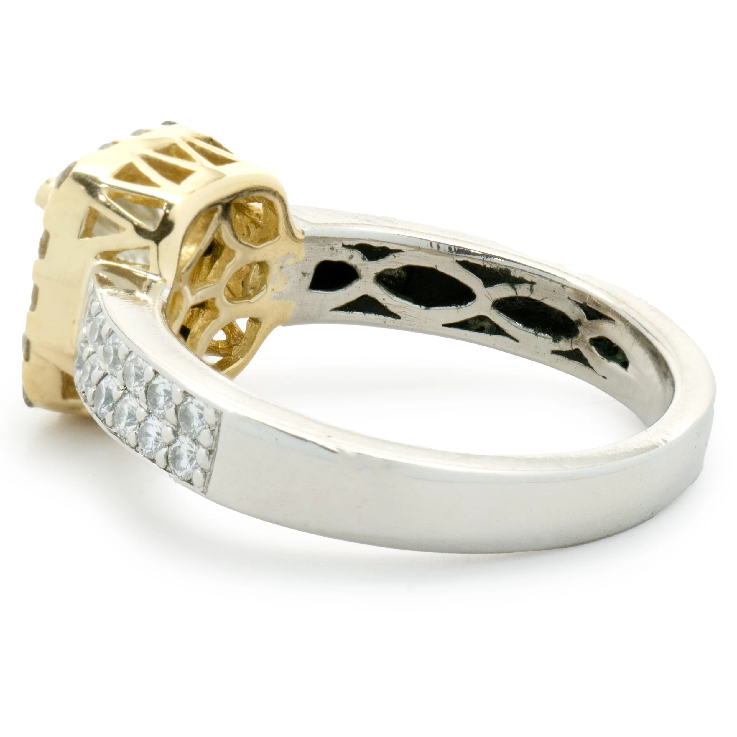 Platinum & 18 Karat Yellow Gold Princess Cut Diamond Engagement Ring - Image 3