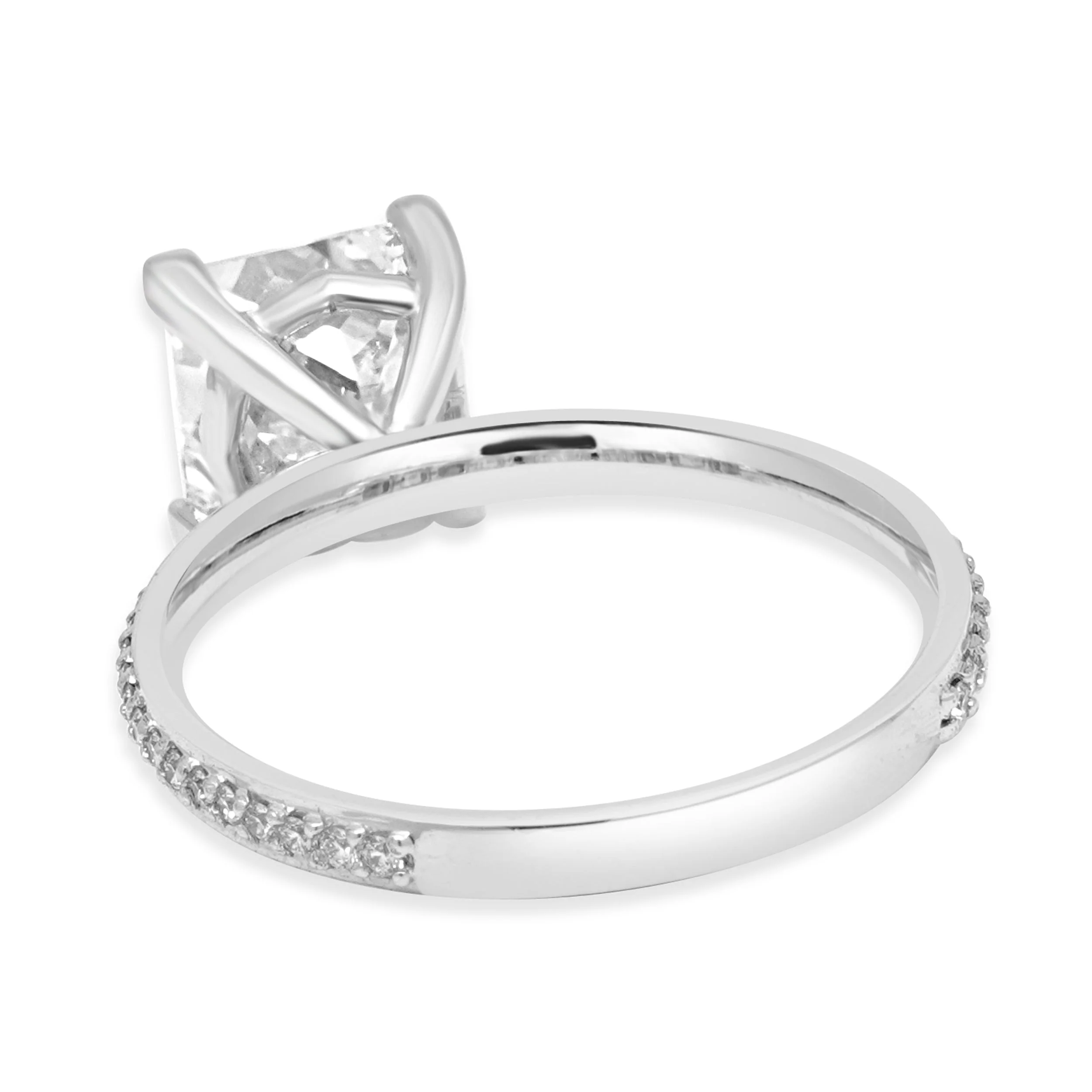 Platinum AGS Certified Princess Cut and Round Diamond Engagement Ring - Image 4