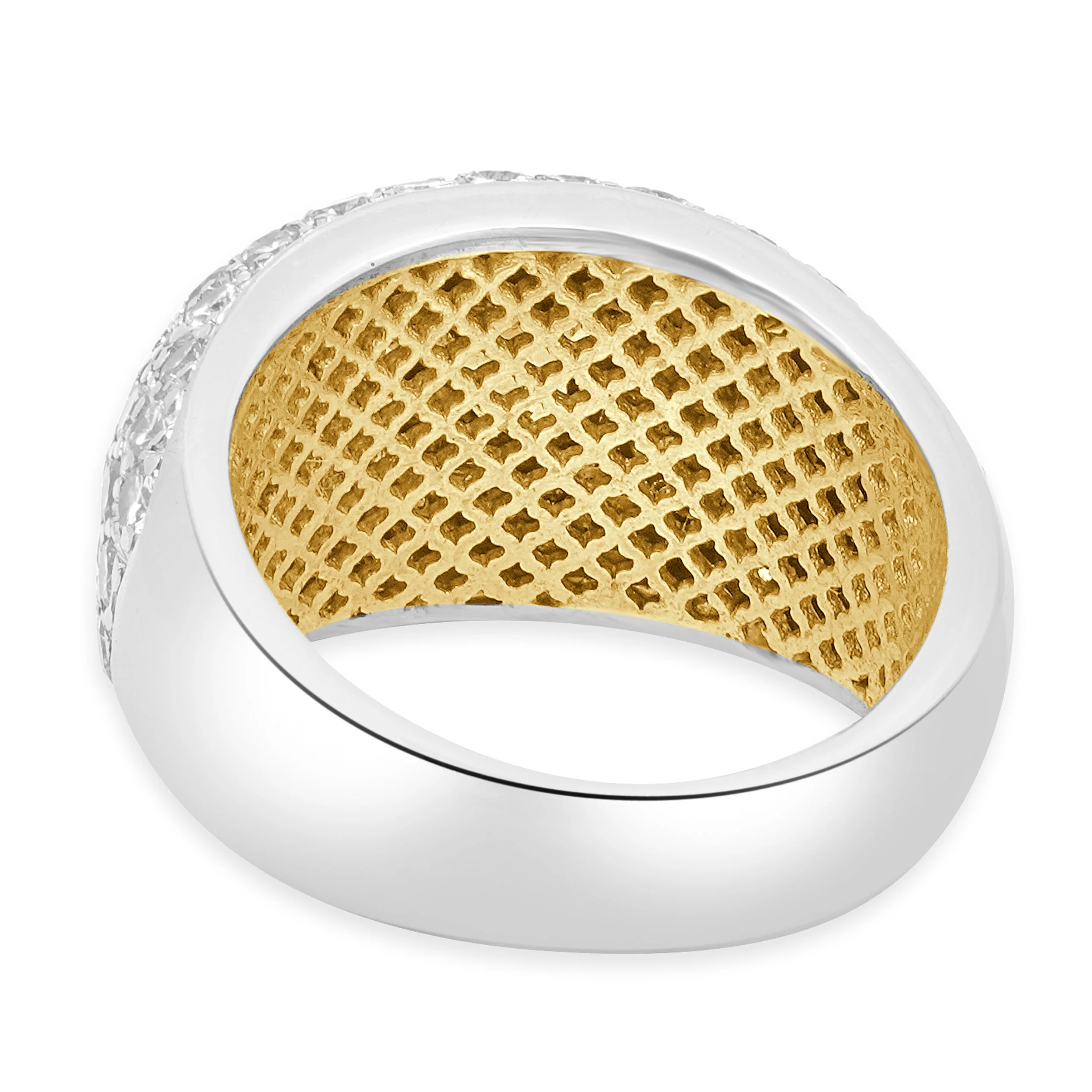 Platinum and 18 Karat Yellow Gold Emerald Cut Sapphire and Pave Diamond Ring - Image 4