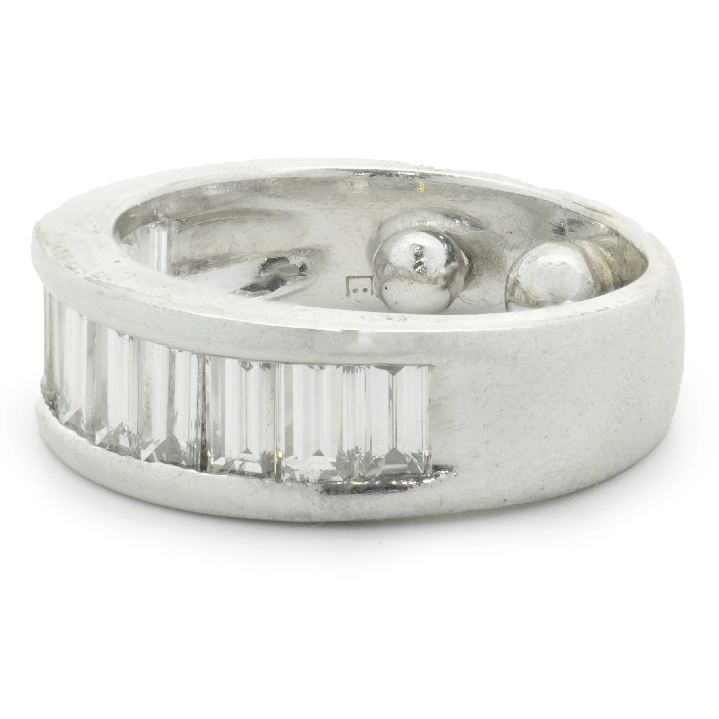 Platinum Channel Set Baguette Cut Diamond Band - Image 4