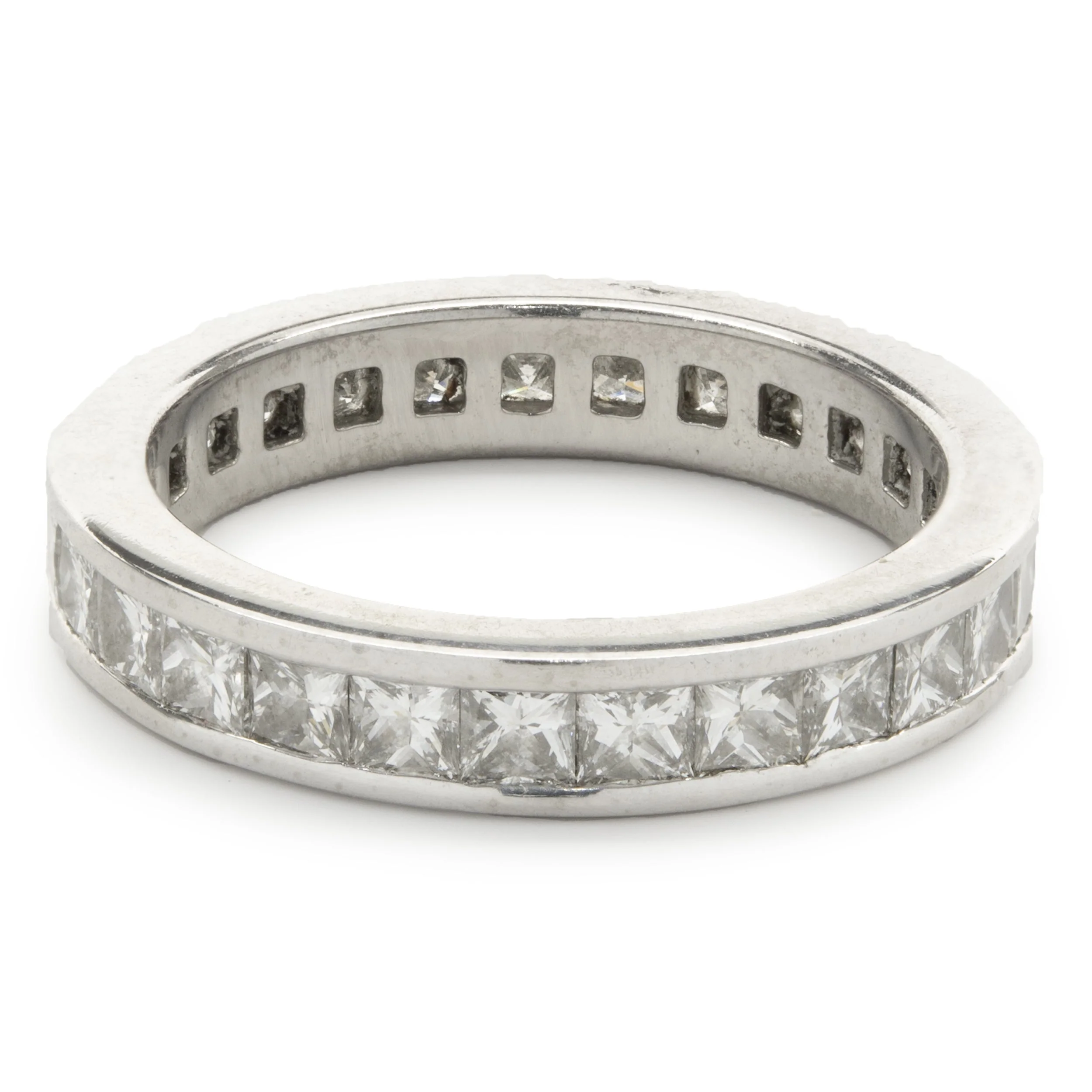 Platinum Channel Set Princess Cut Diamond Eternity Band