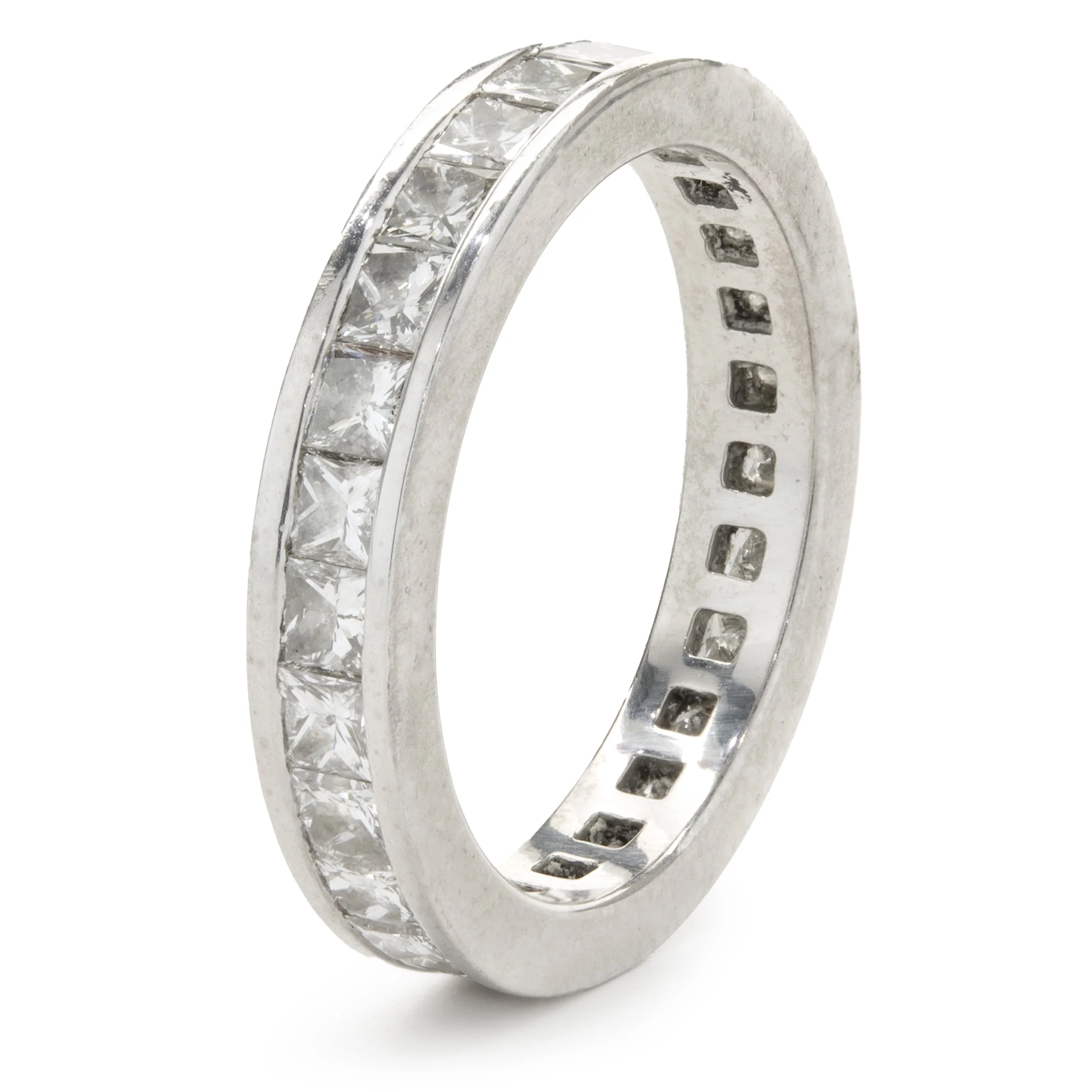 Platinum Channel Set Princess Cut Diamond Eternity Band - Image 2