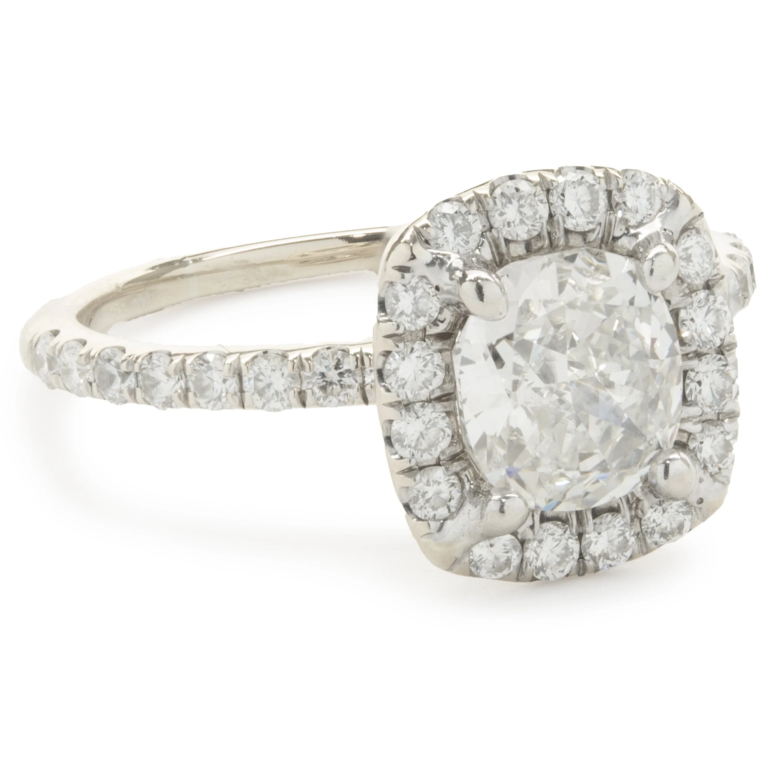 Platinum Cushion Cut Diamond Engagement Ring - Image 2