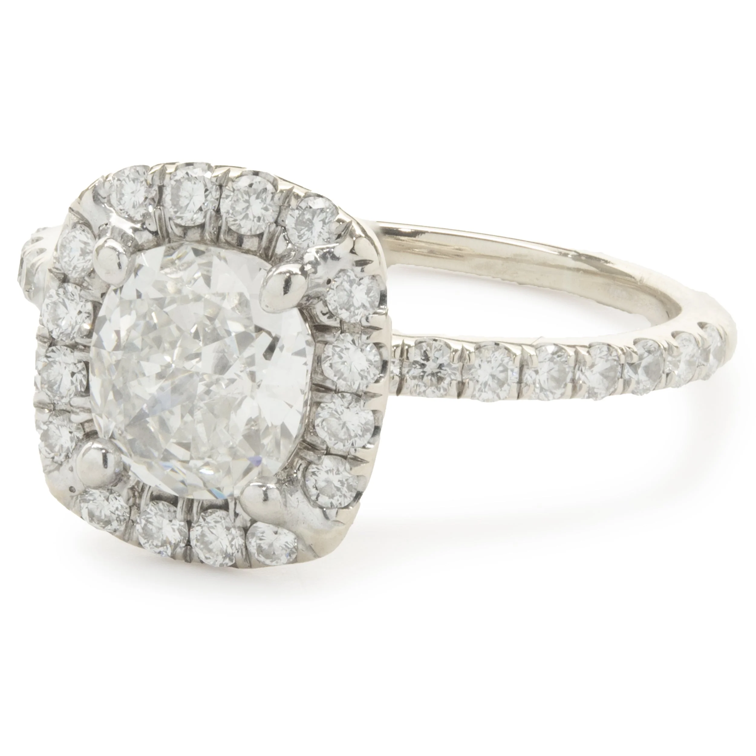 Platinum Cushion Cut Diamond Engagement Ring - Image 4