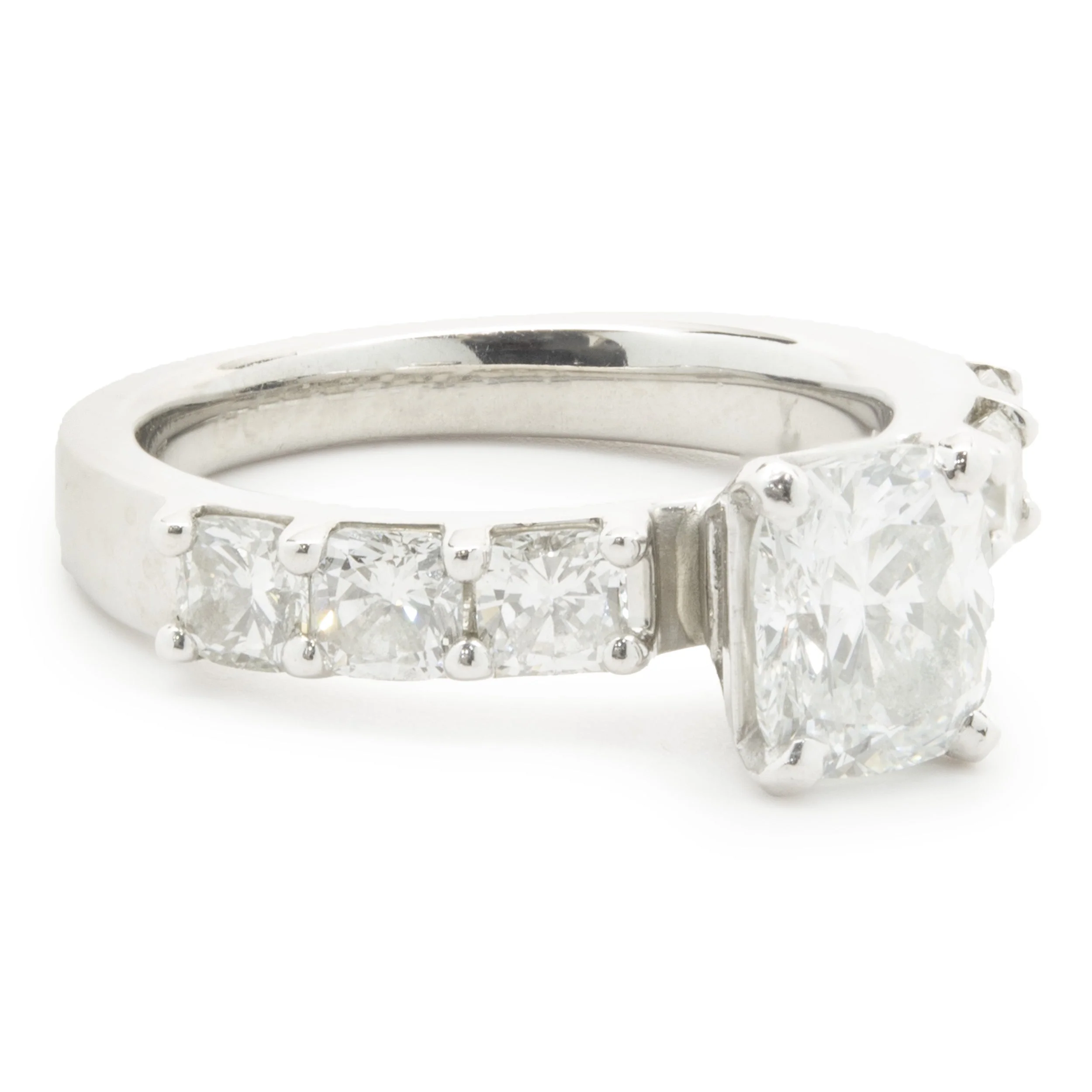 Platinum Cushion Cut Diamond Engagement Ring - Image 2