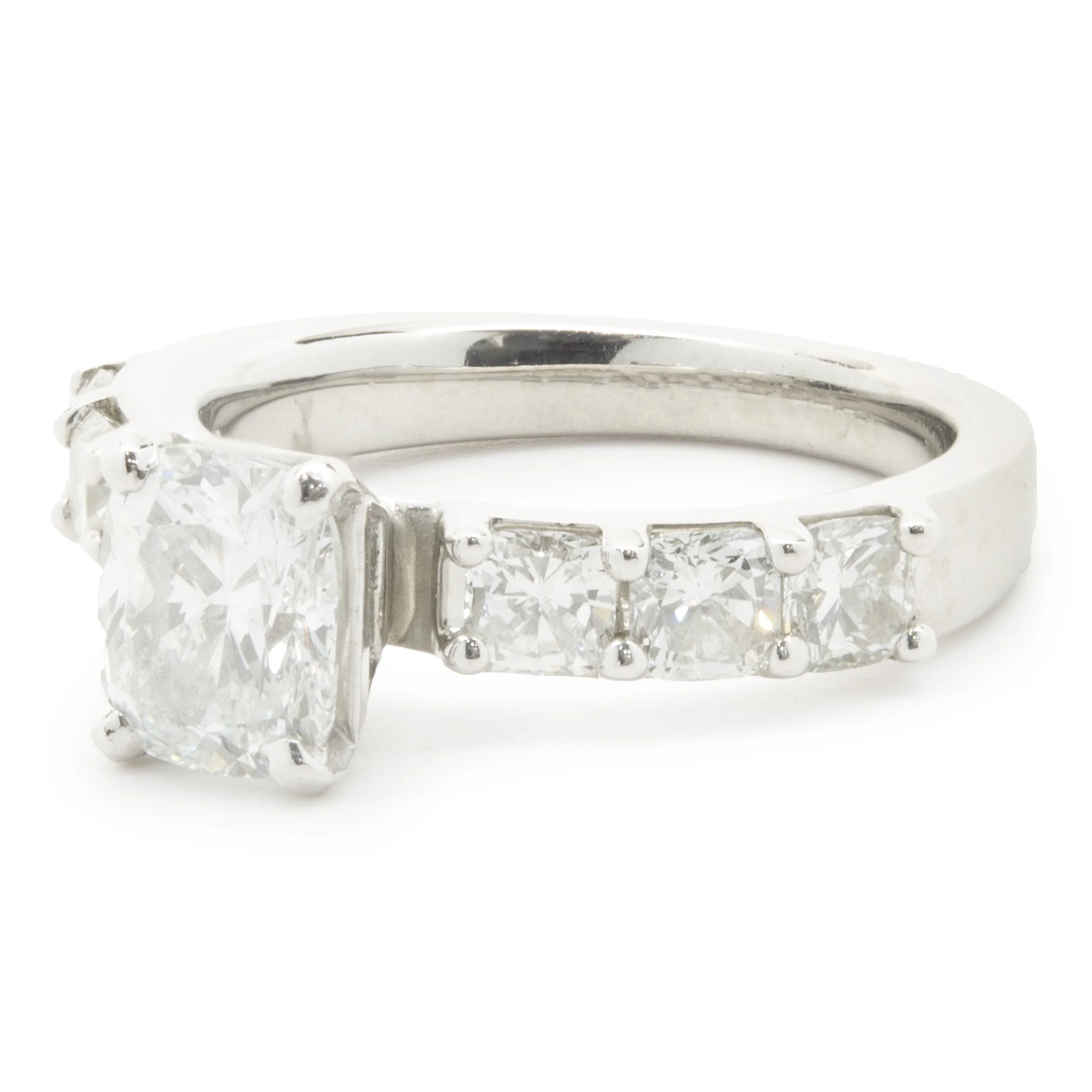 Platinum Cushion Cut Diamond Engagement Ring - Image 4