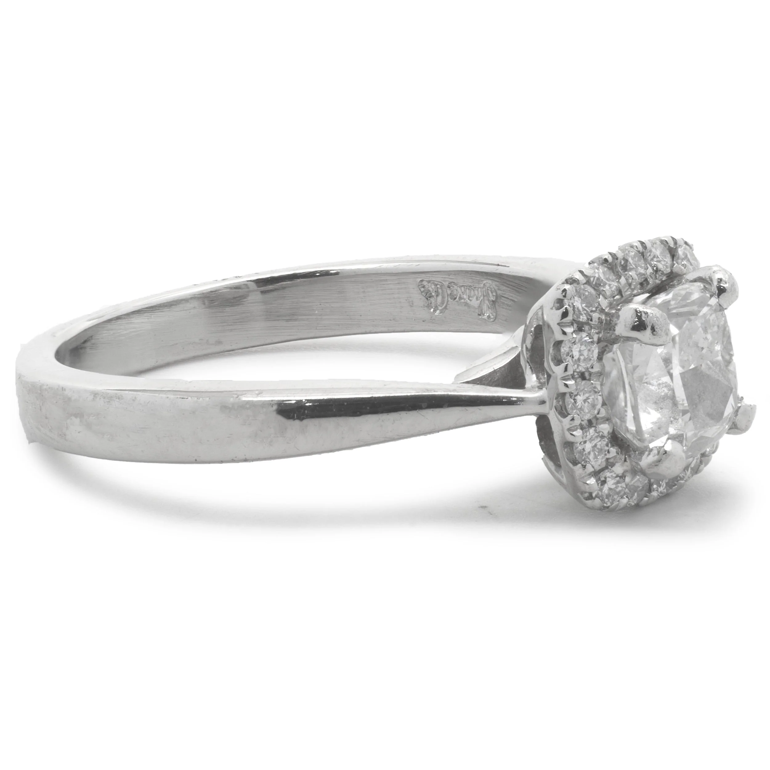 Platinum Cushion Cut Diamond Engagement Ring - Image 2