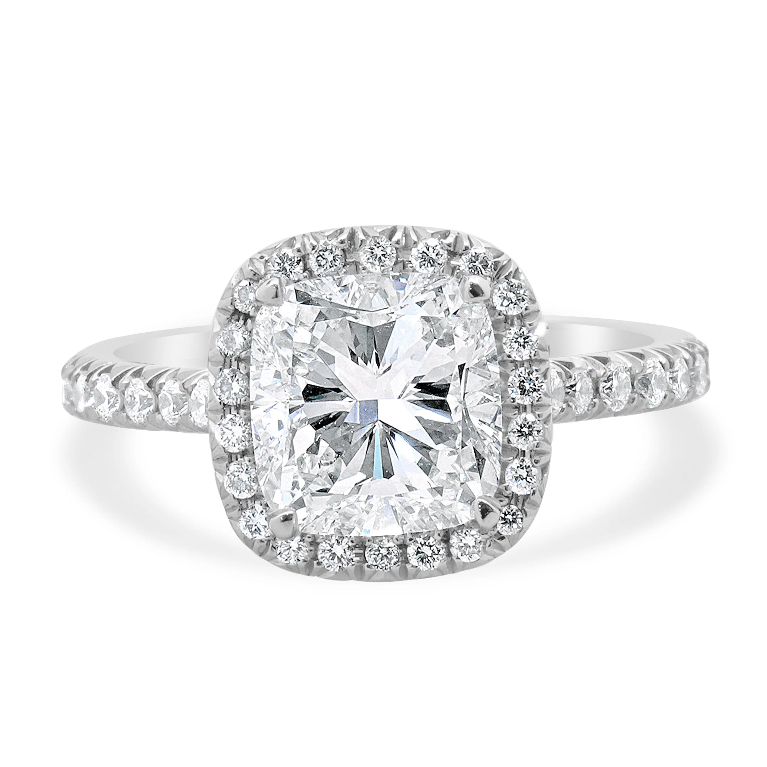Platinum Cushion Cut Diamond Engagement Ring