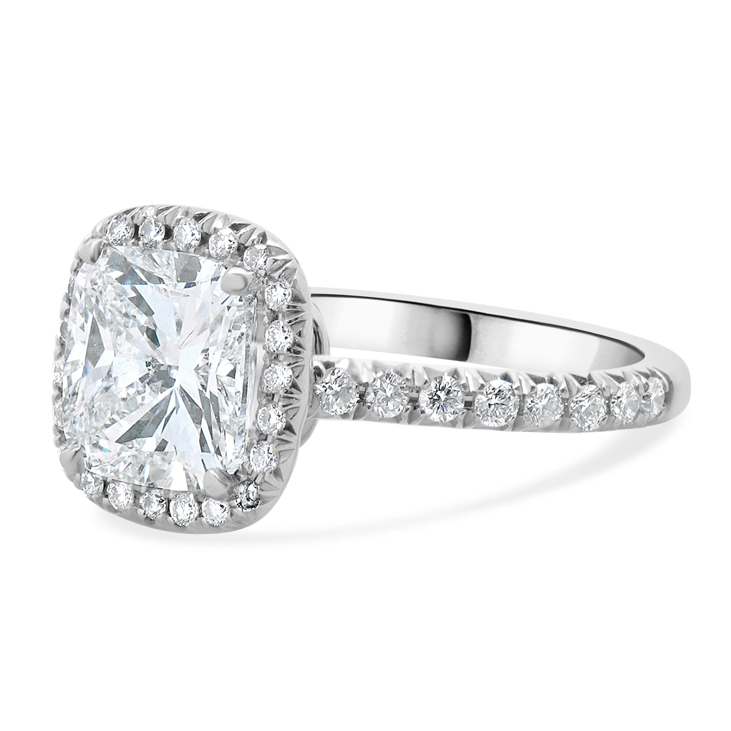 Platinum Cushion Cut Diamond Engagement Ring - Image 2