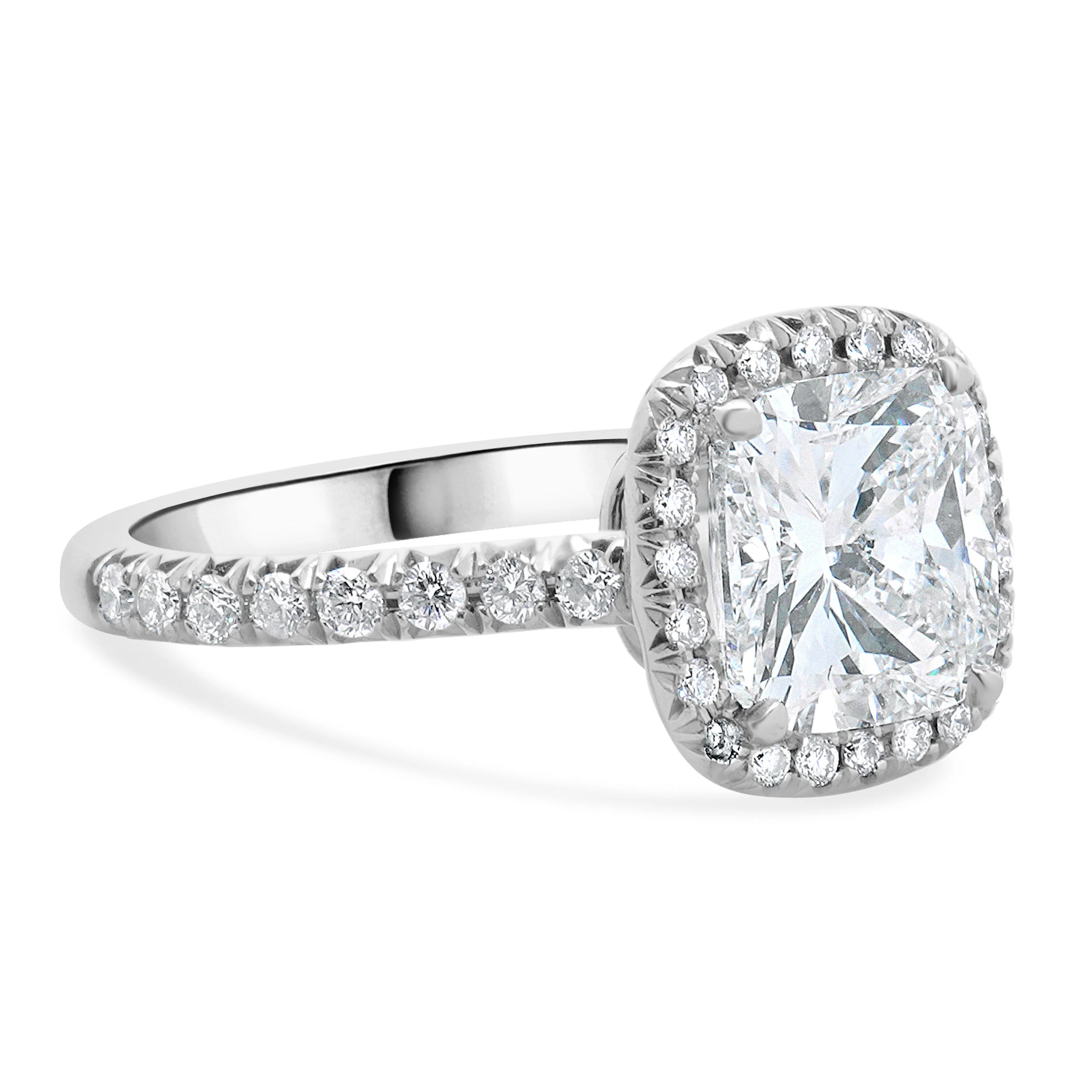 Platinum Cushion Cut Diamond Engagement Ring - Image 4