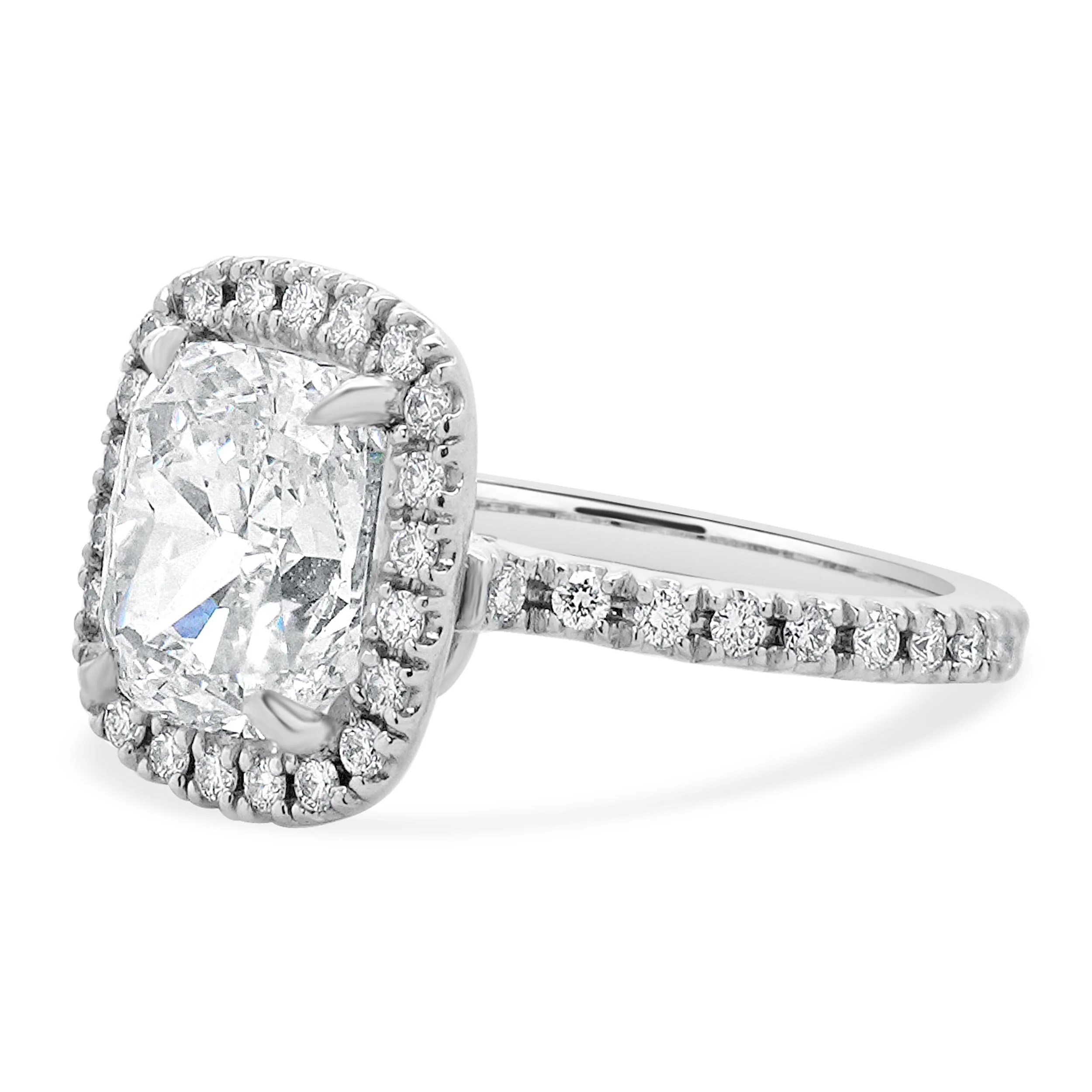 Platinum Cushion Cut Diamond Engagement Ring - Image 2