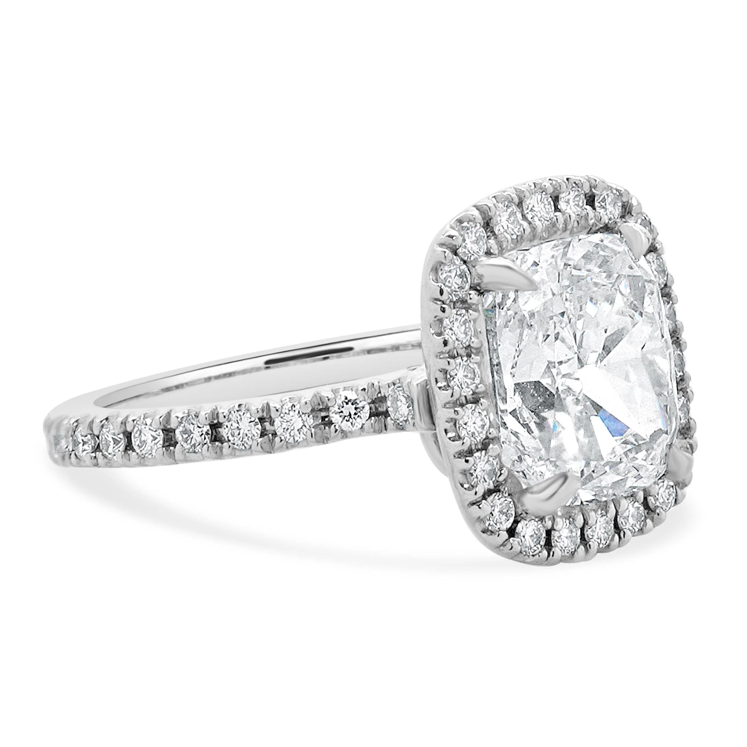 Platinum Cushion Cut Diamond Engagement Ring - Image 3