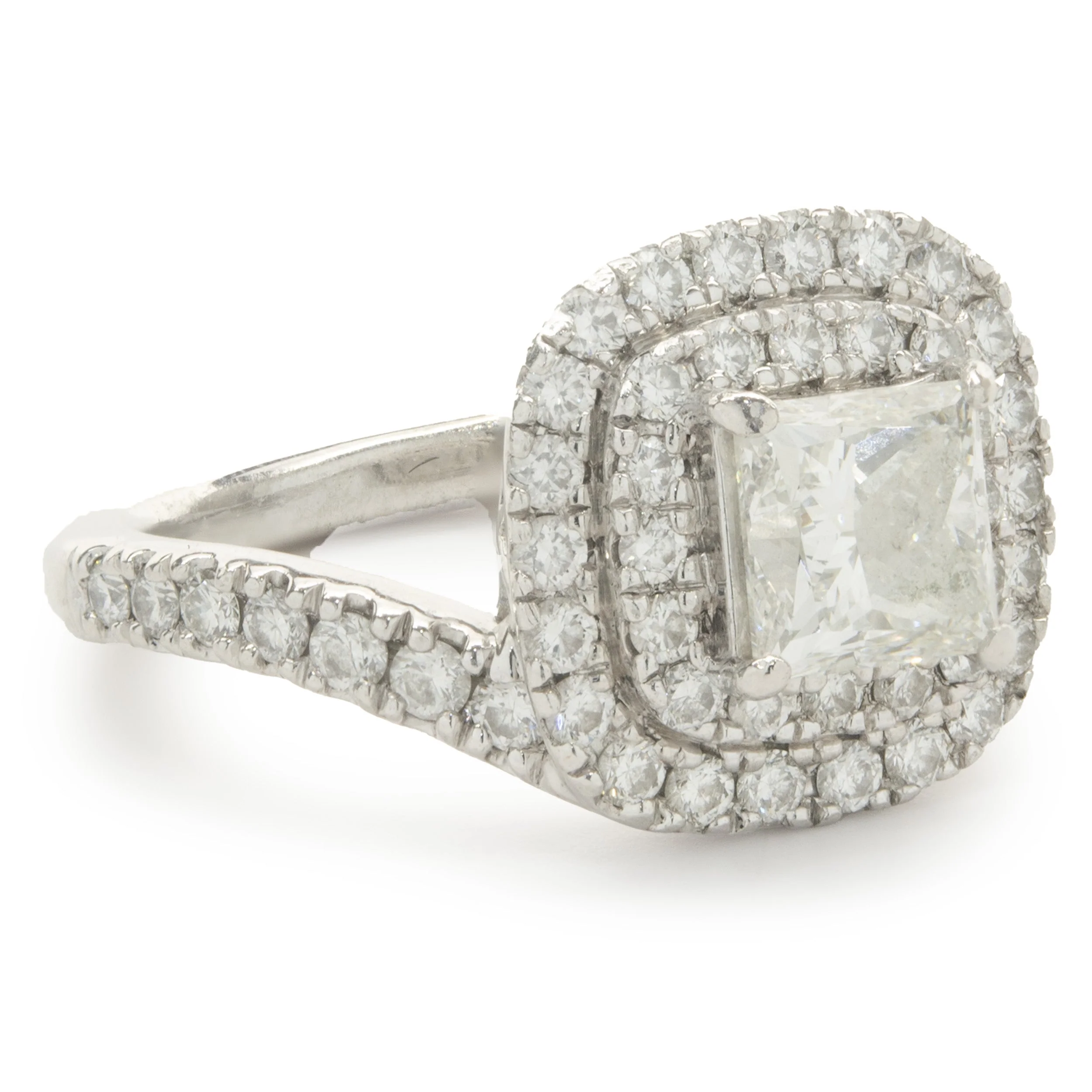 Platinum Custom Designed Princess Cut Diamond Engagement Ring - Image 2