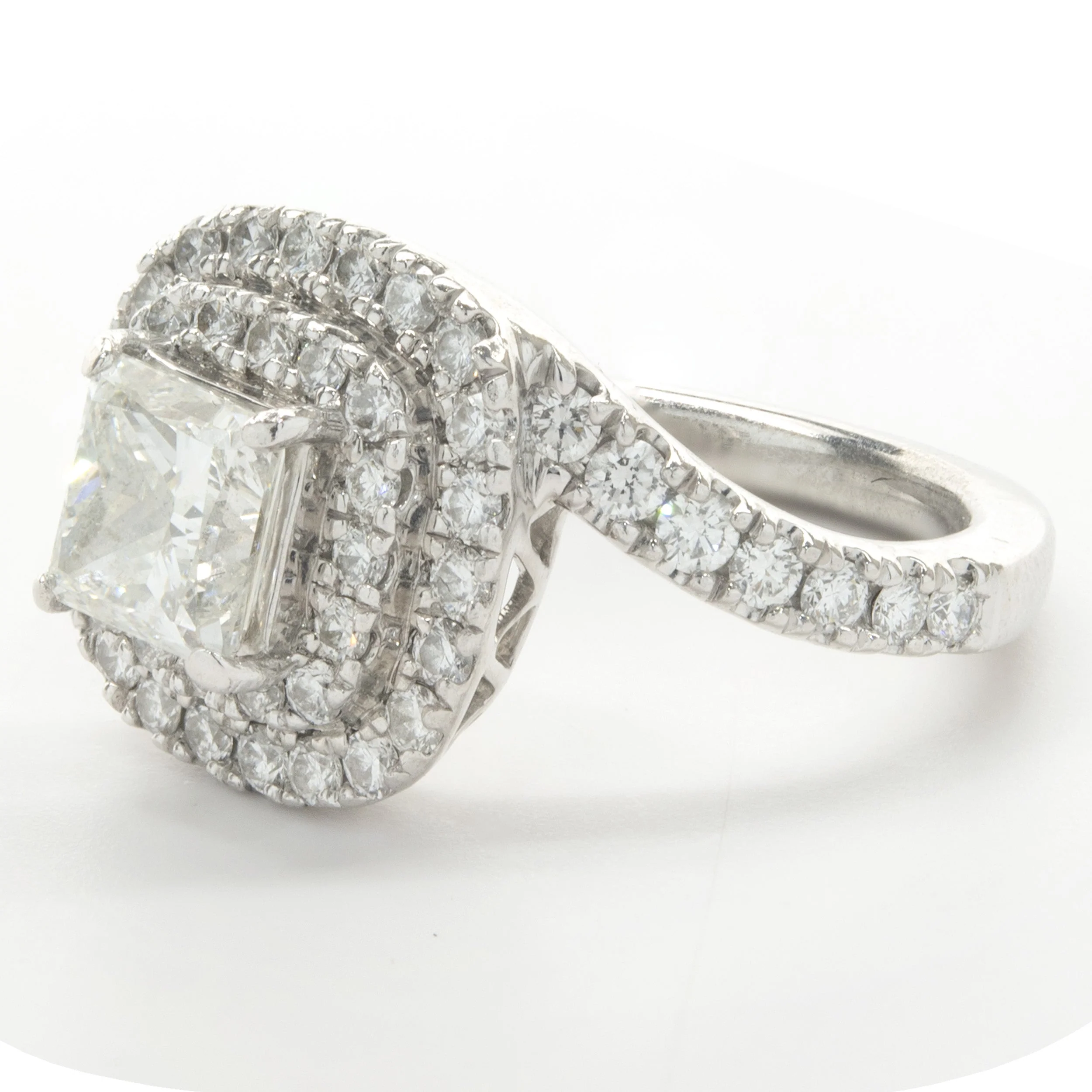 Platinum Custom Designed Princess Cut Diamond Engagement Ring - Image 3