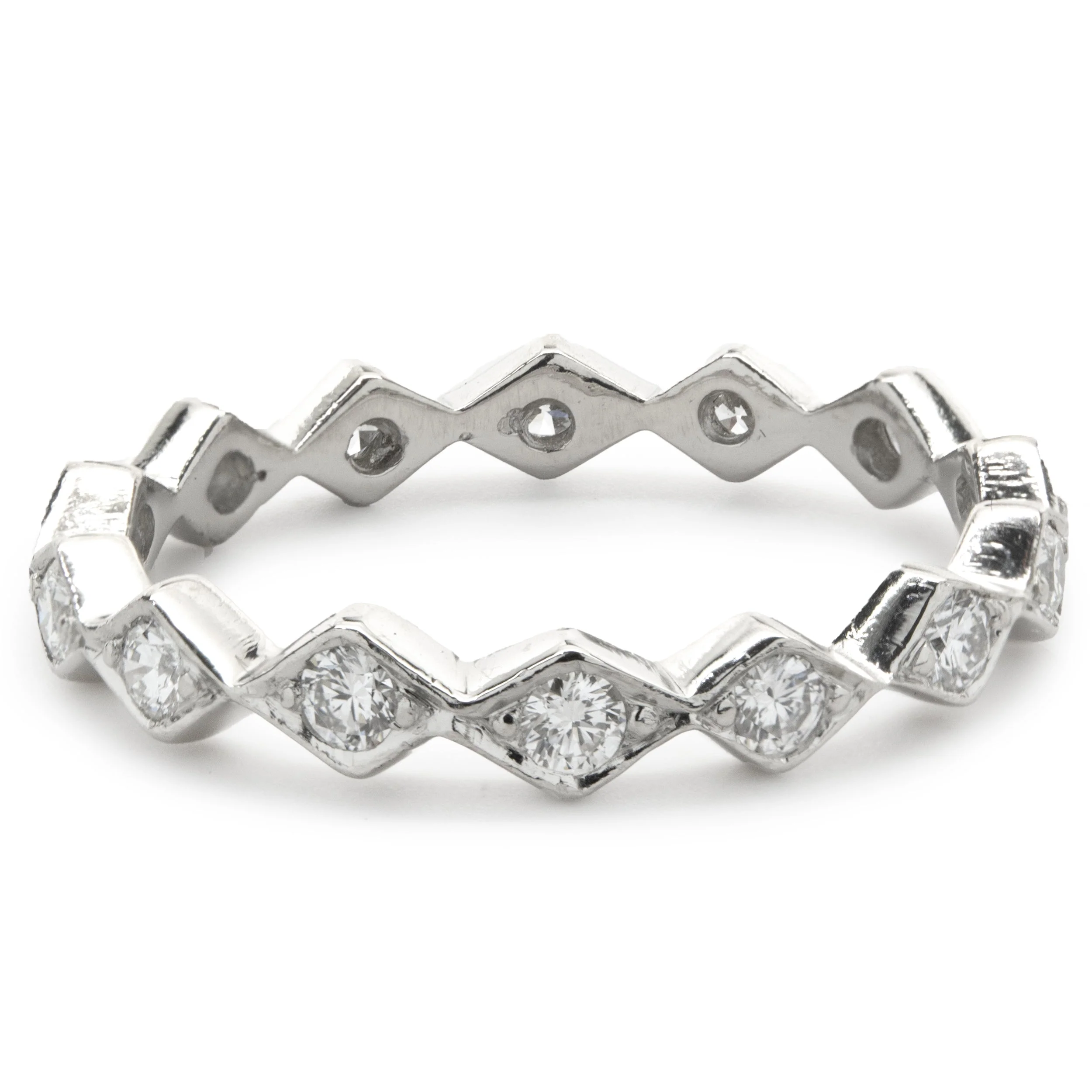 Platinum Diamond Geometric Band