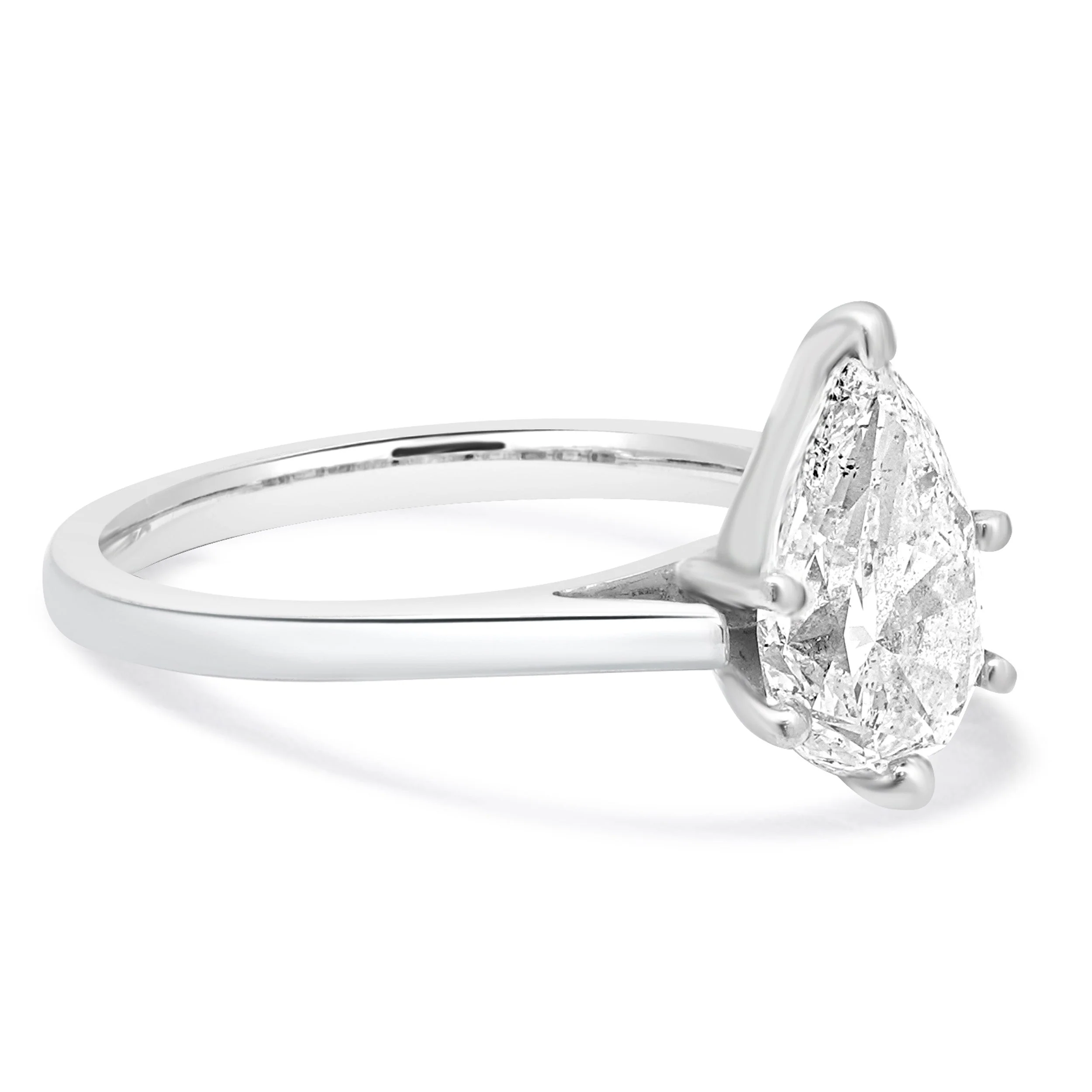 Platinum Diamond Pear Solitaire Engagement Ring - Image 4