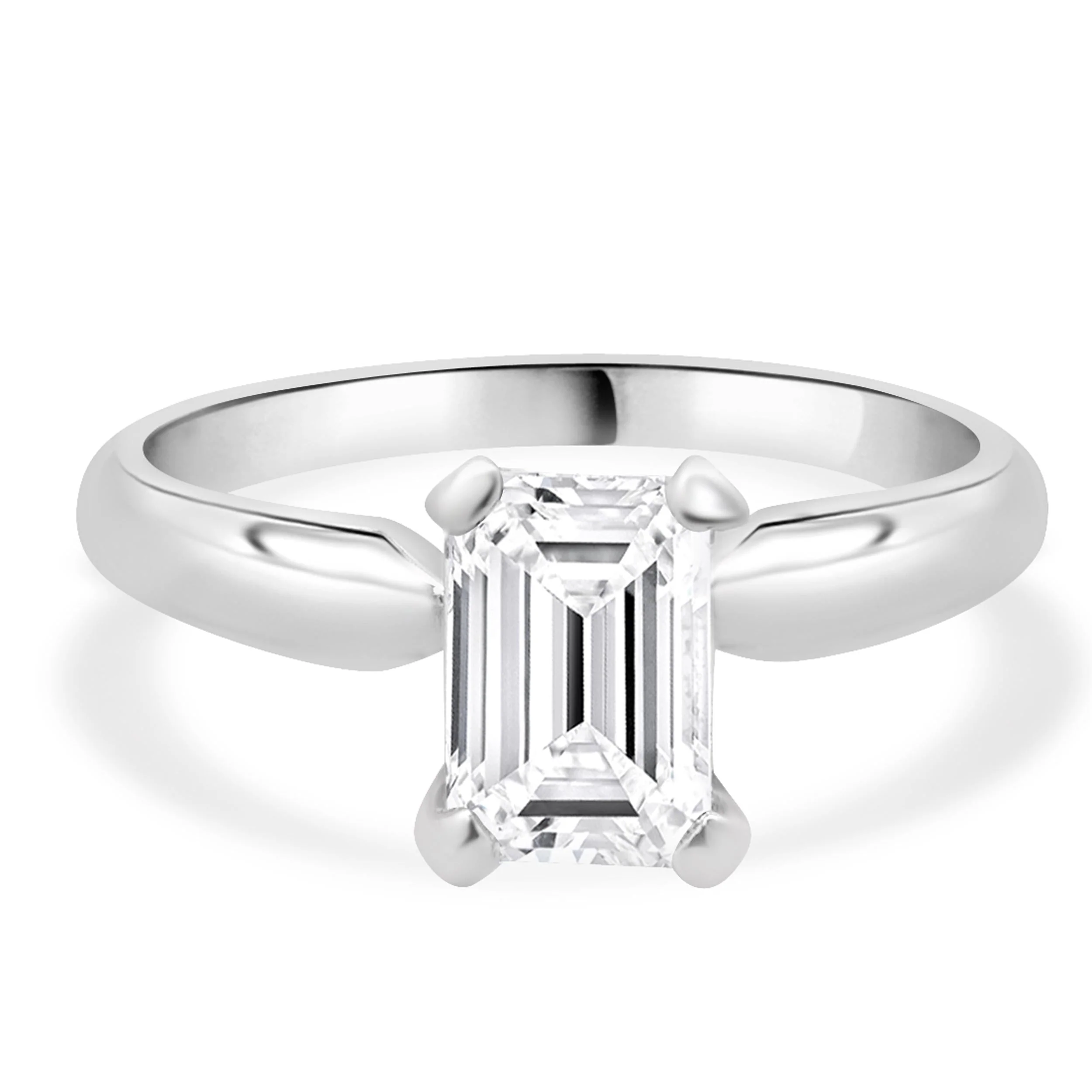 Platinum Emerald Cut Diamond Engagement Ring
