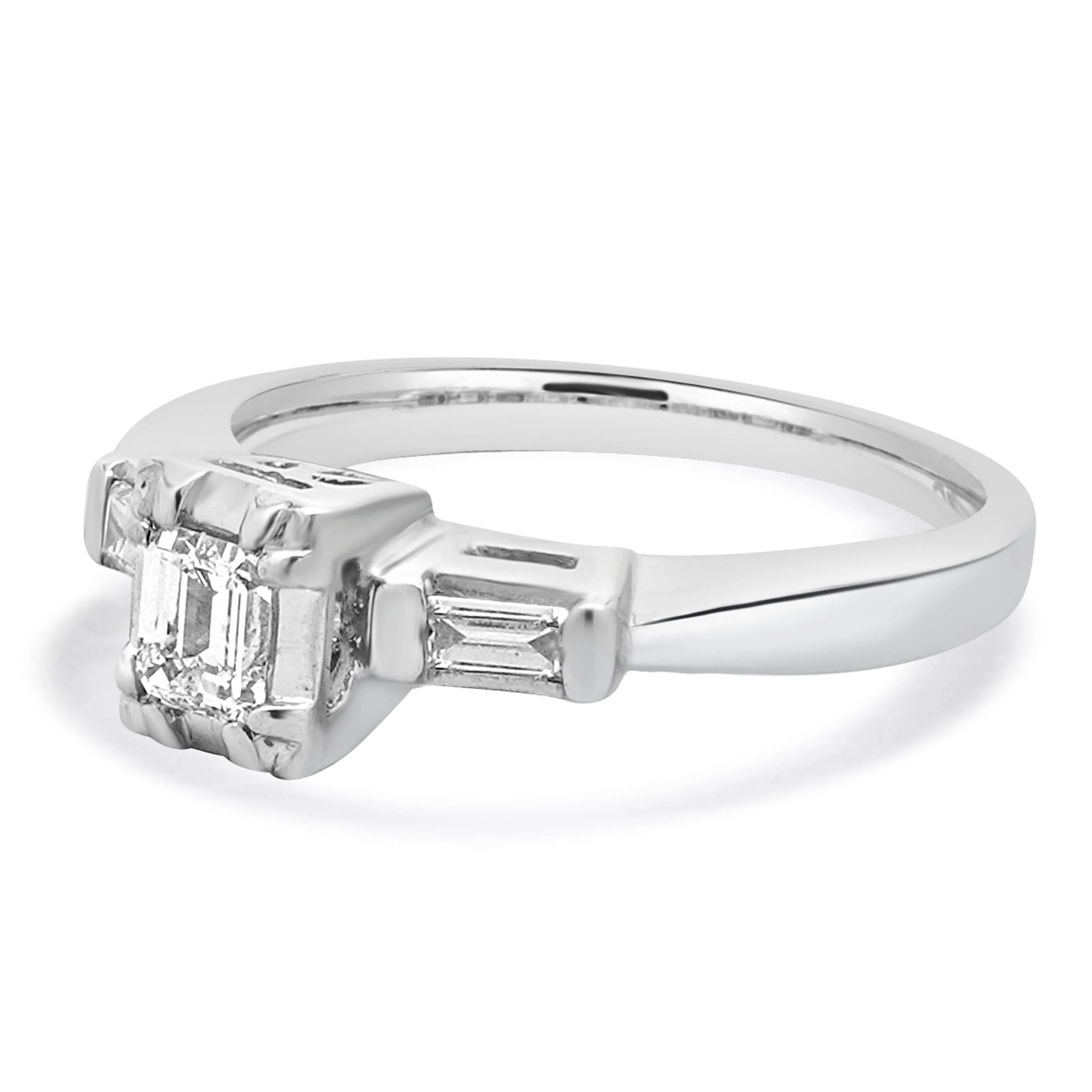Platinum Emerald Cut Diamond Engagement Ring - Image 2