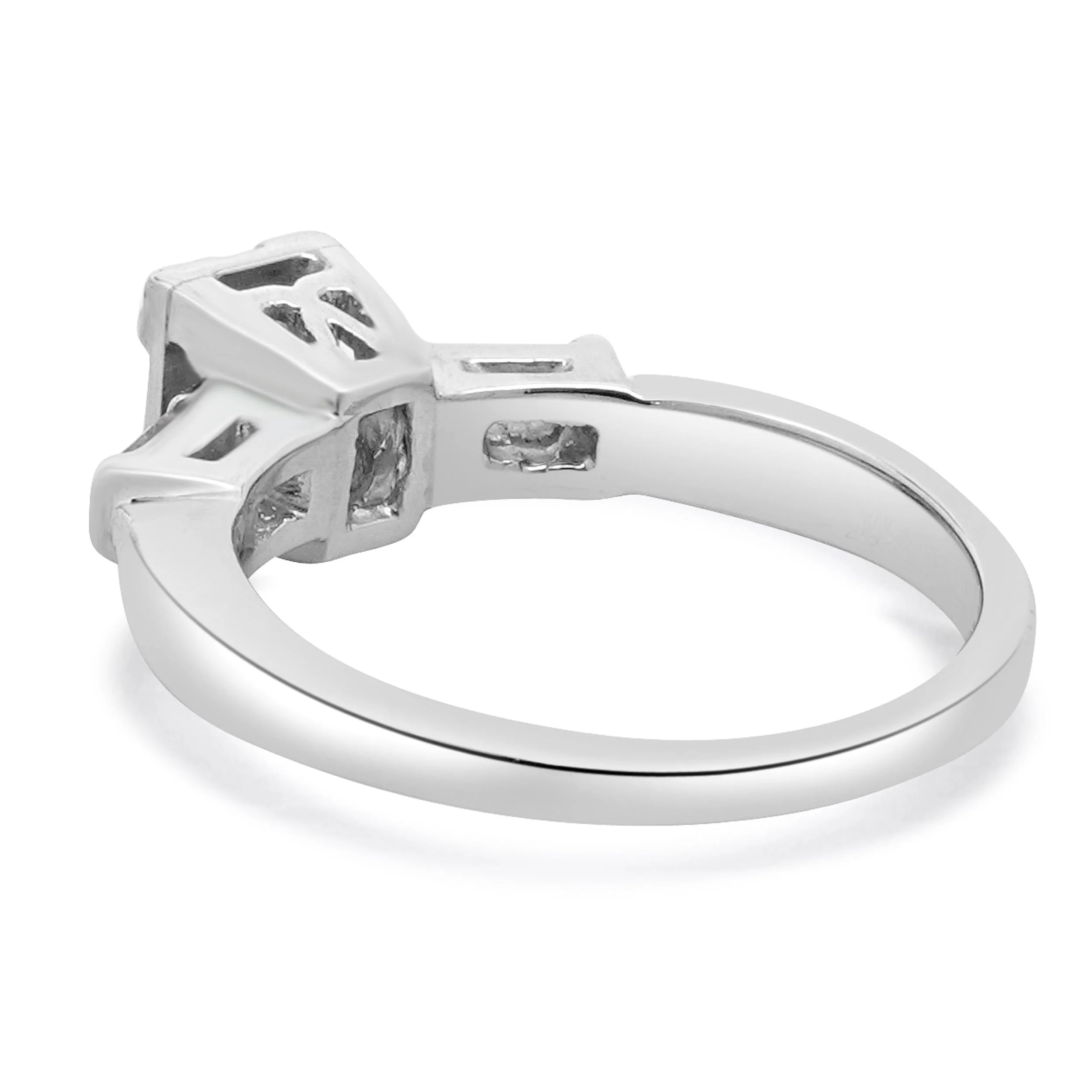 Platinum Emerald Cut Diamond Engagement Ring - Image 4