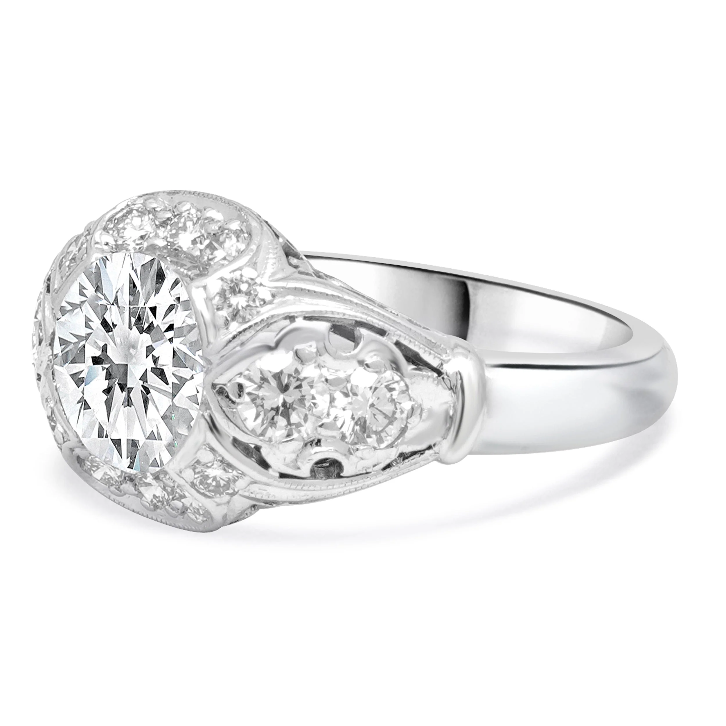 Platinum Filigree Diamond Ring - Image 2