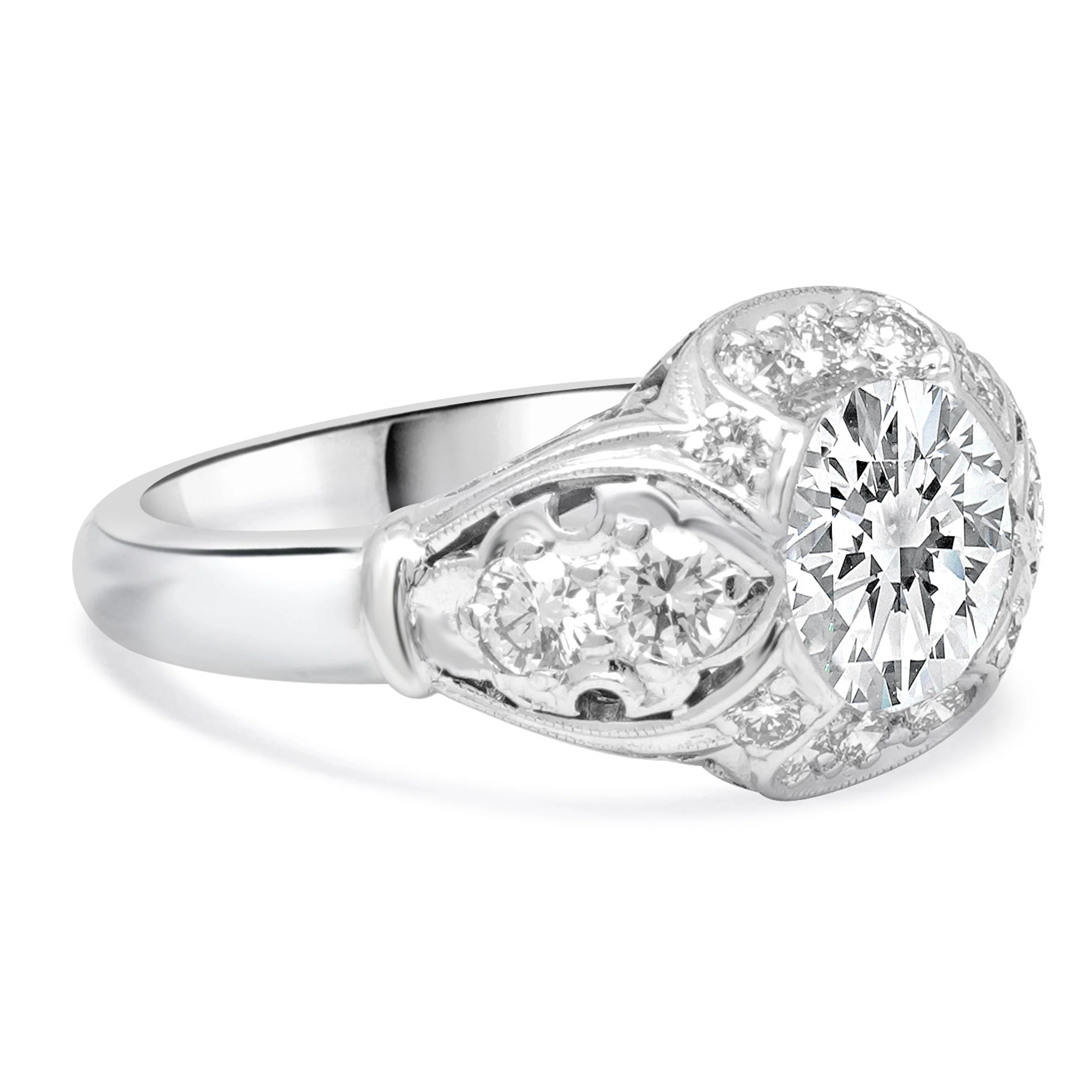 Platinum Filigree Diamond Ring - Image 4