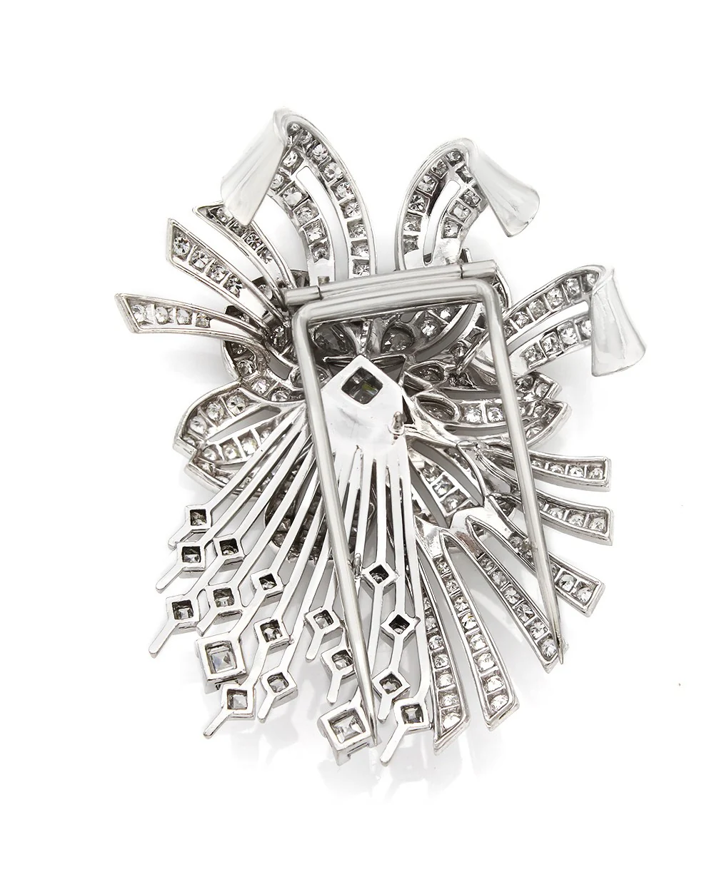 Platinum Flower and Fireworks Diamond Brooch Pin - Image 2