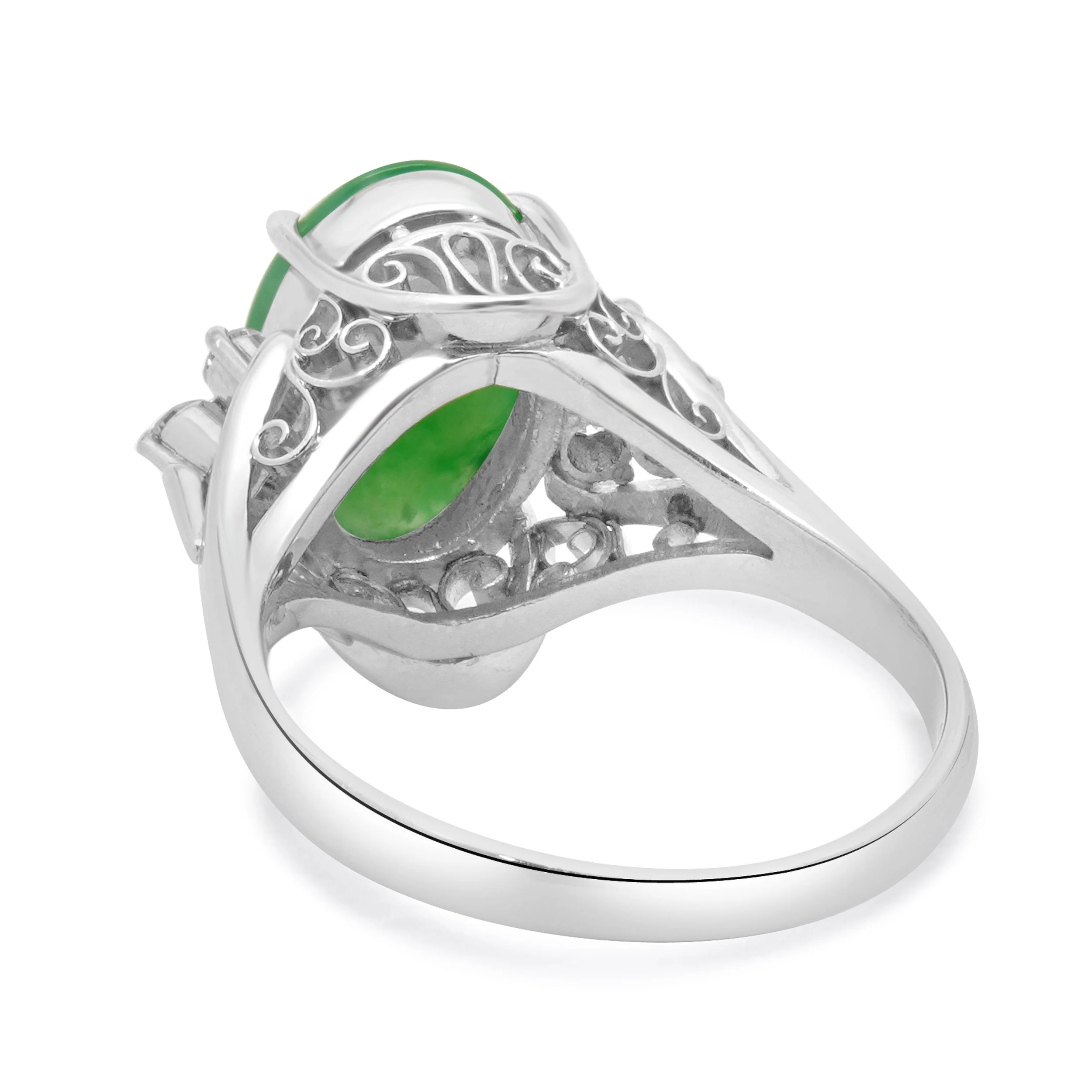 Platinum Jade and Diamond Ring - Image 3